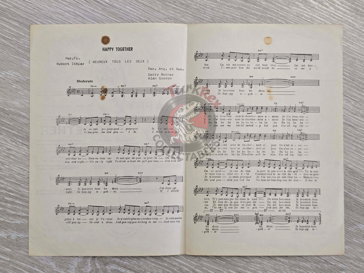 The Turtles – Happy Together Turkish Vintage Musical Notes Sheet Turkey