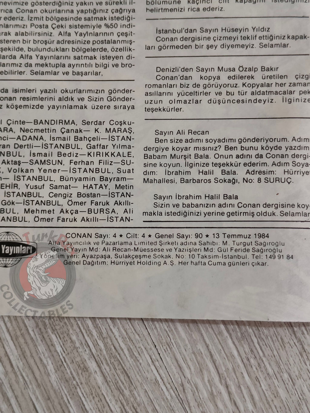 Conan #4 Turkish Comic Turkey Conan the Barbarian #61 Amra 1984