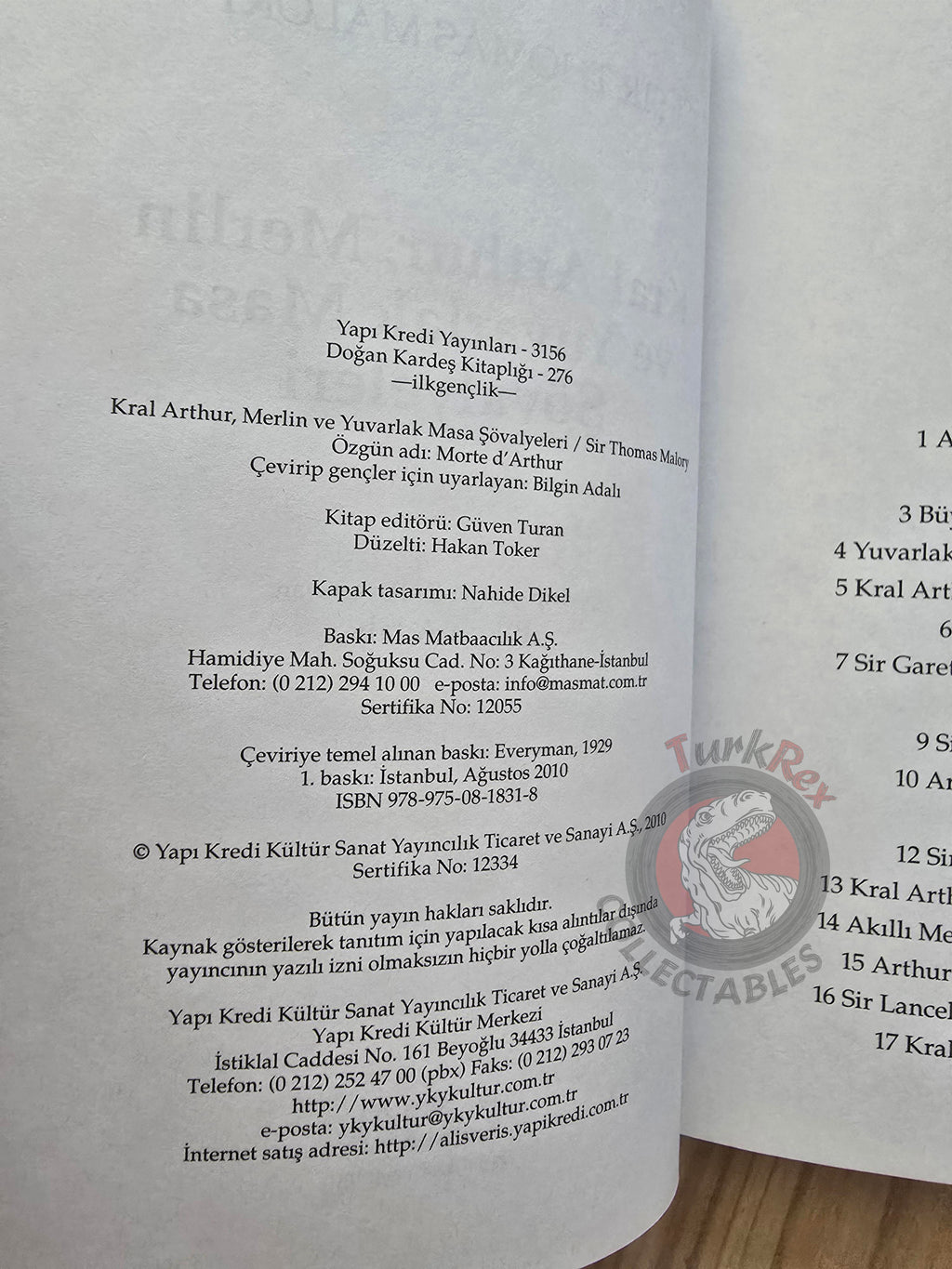 Sir Thomas Malory – King Arthur and the Knights of the Round Table 2010 Turkish Book Turkey