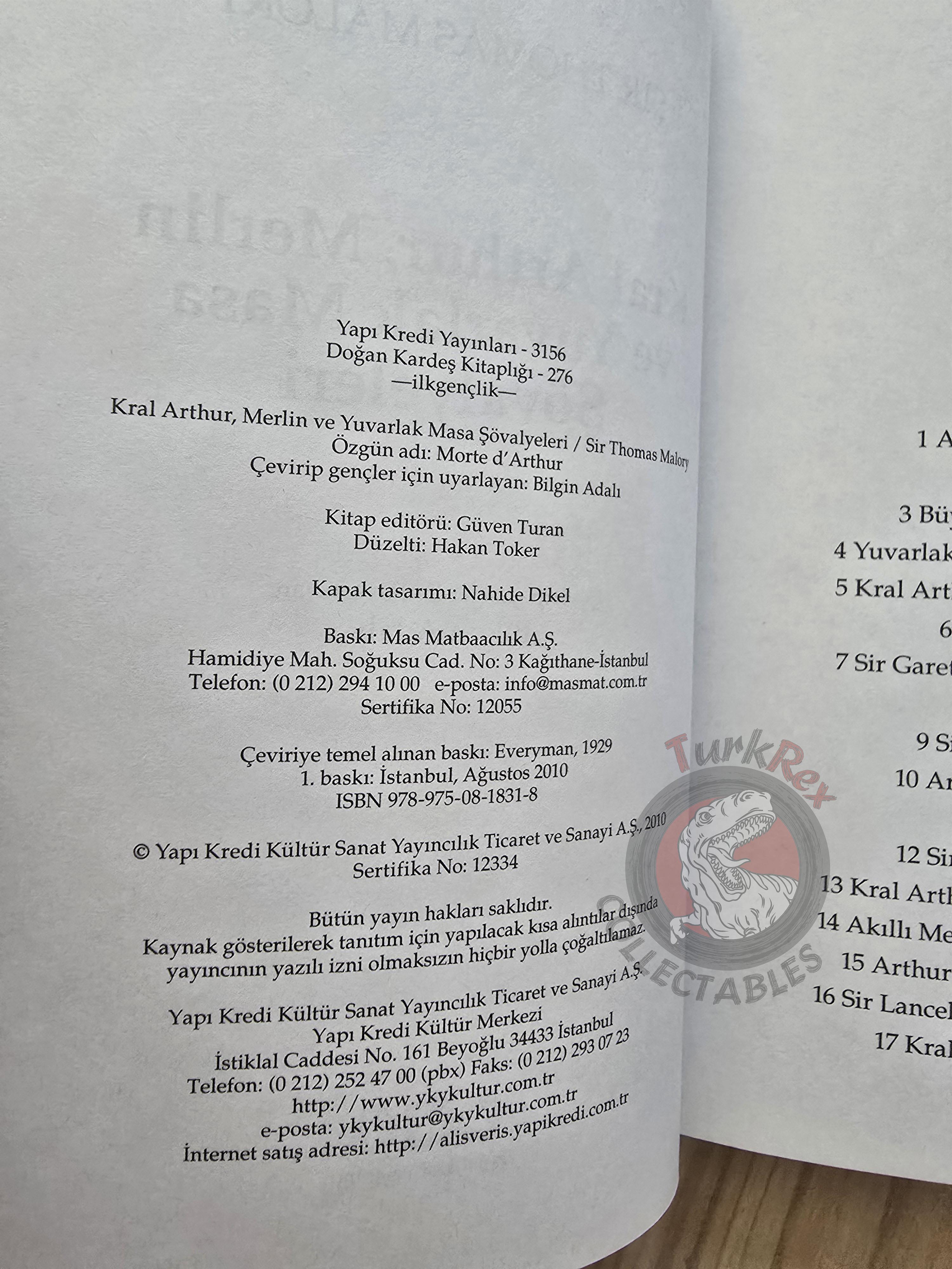 Sir Thomas Malory – King Arthur and the Knights of the Round Table 2010 Turkish Book Turkey