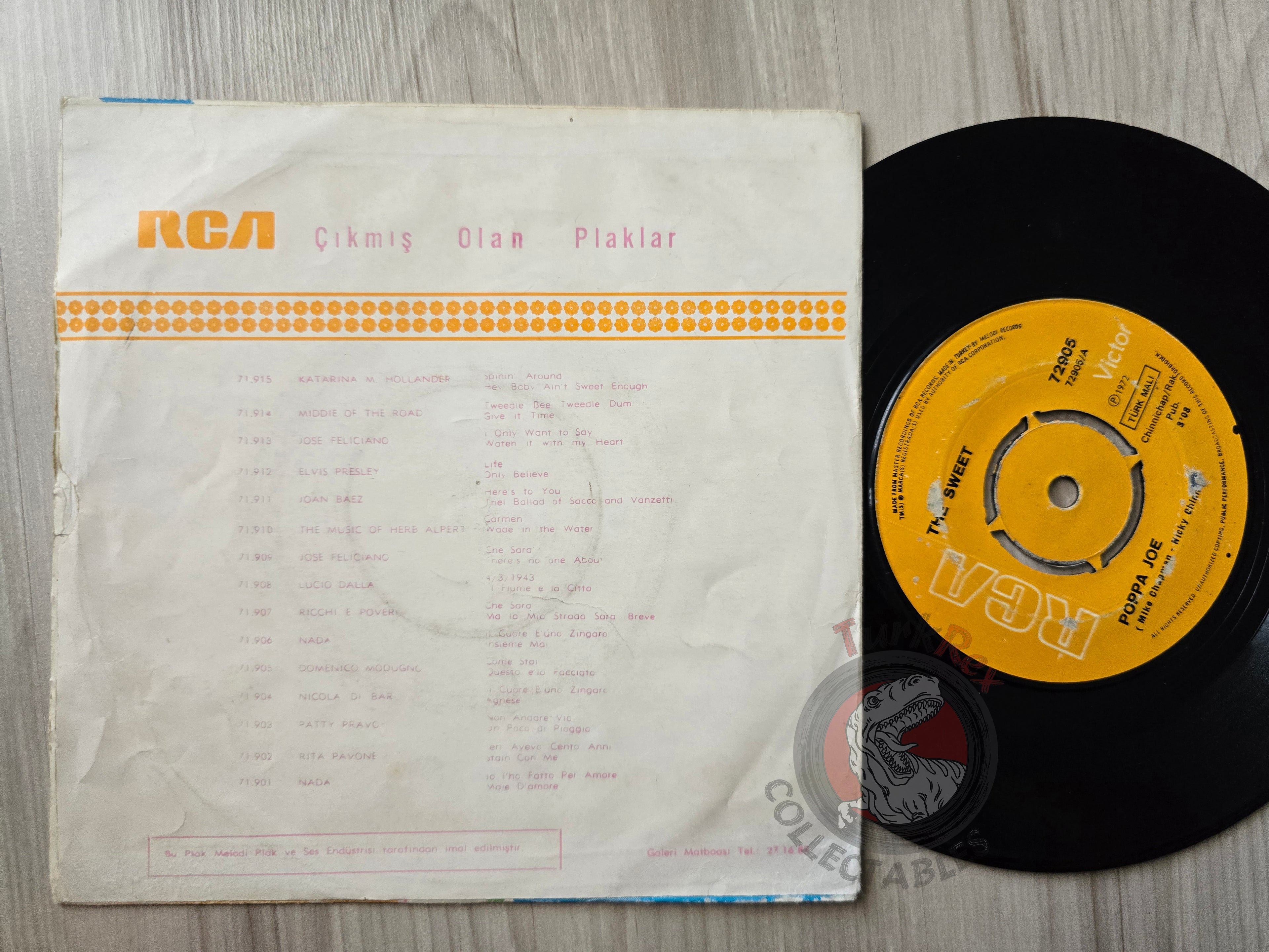 The Sweet – Poppa Joe 7" Turkish Pressing Vinyl Turkey Edition