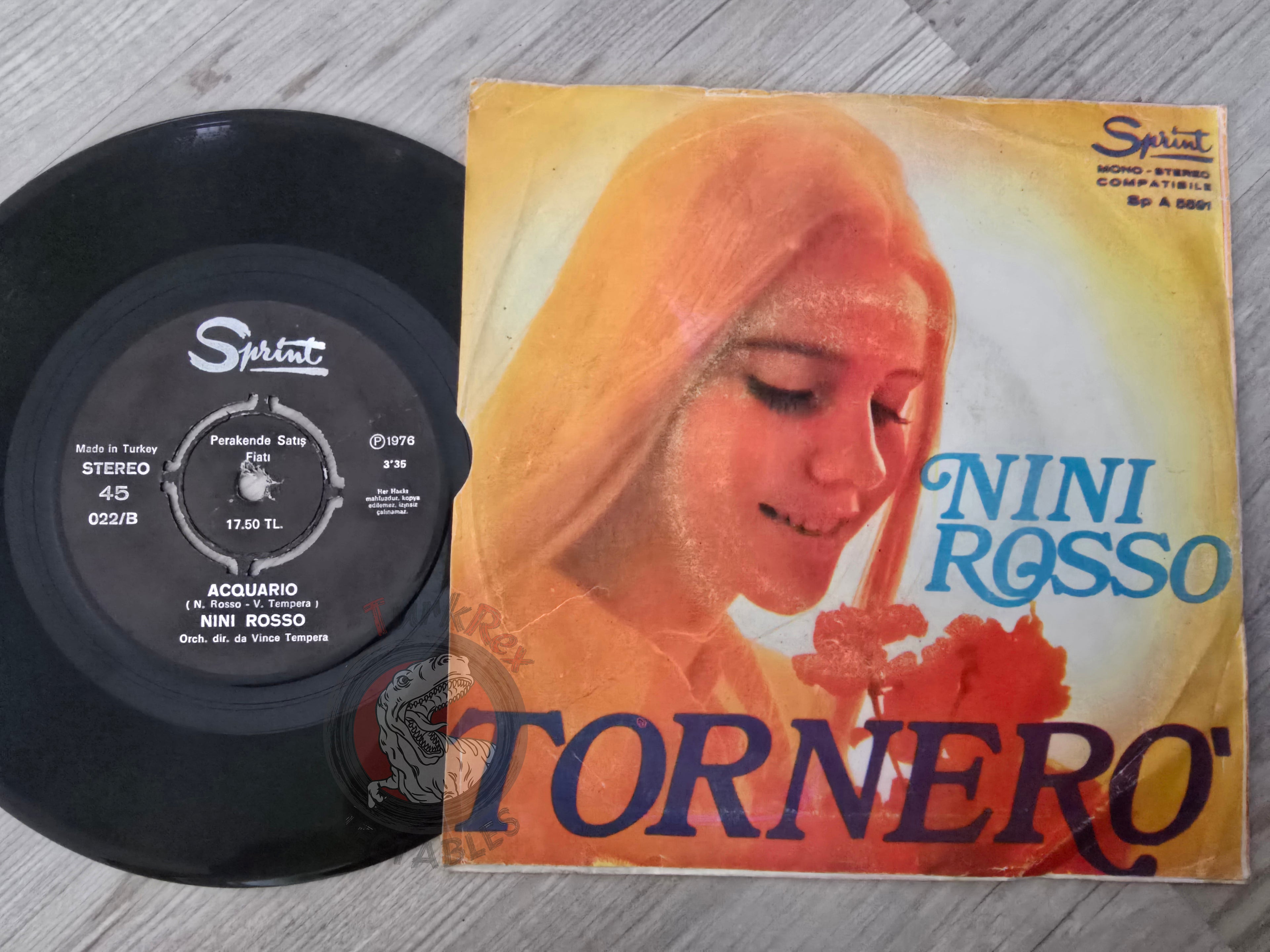 Nini Rosso – Tornerò / Acquario 7" Turkish Pressing Vinyl Turkey Edition