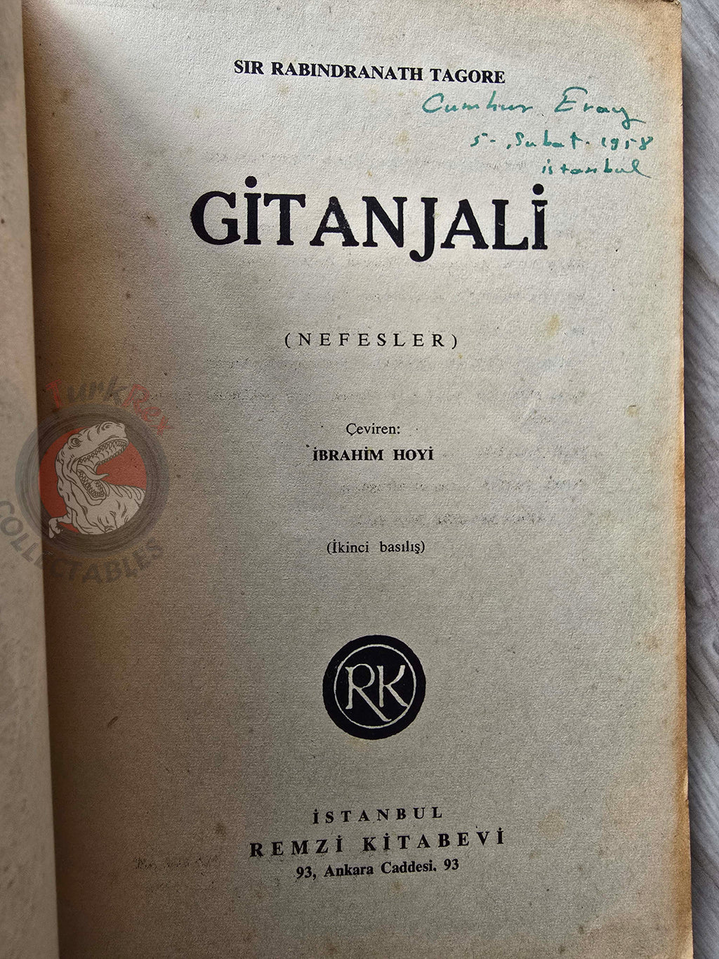 Rabindranath Tagore – Gitanjali: Song Offerings 1953 Turkish Book Turkey