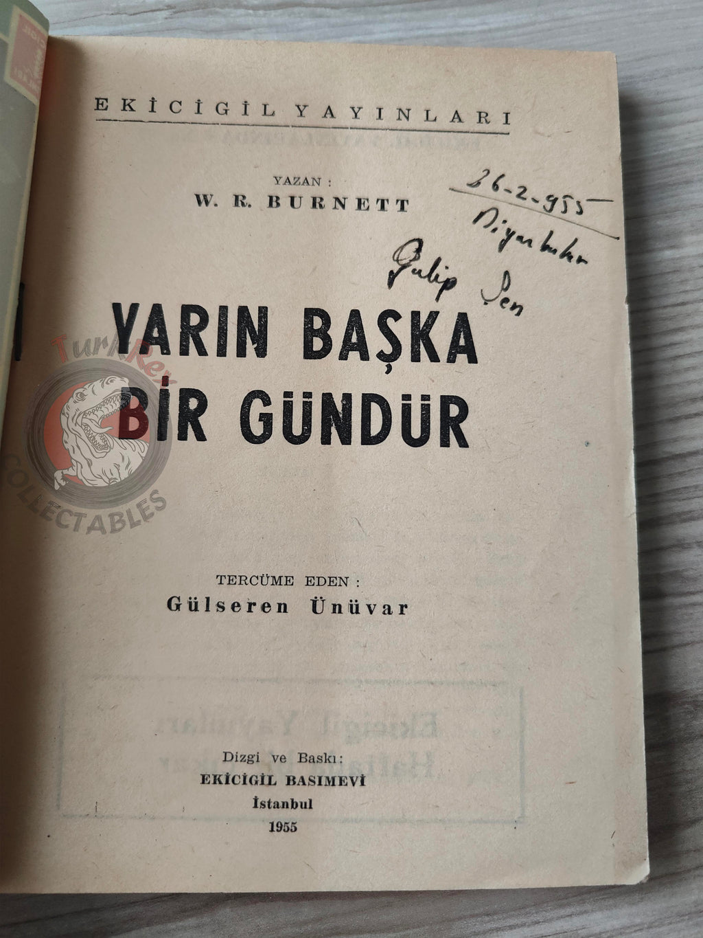 W. R. Burnett – Tomorrow's Another Day 1955 1st Turkish Book Turkey