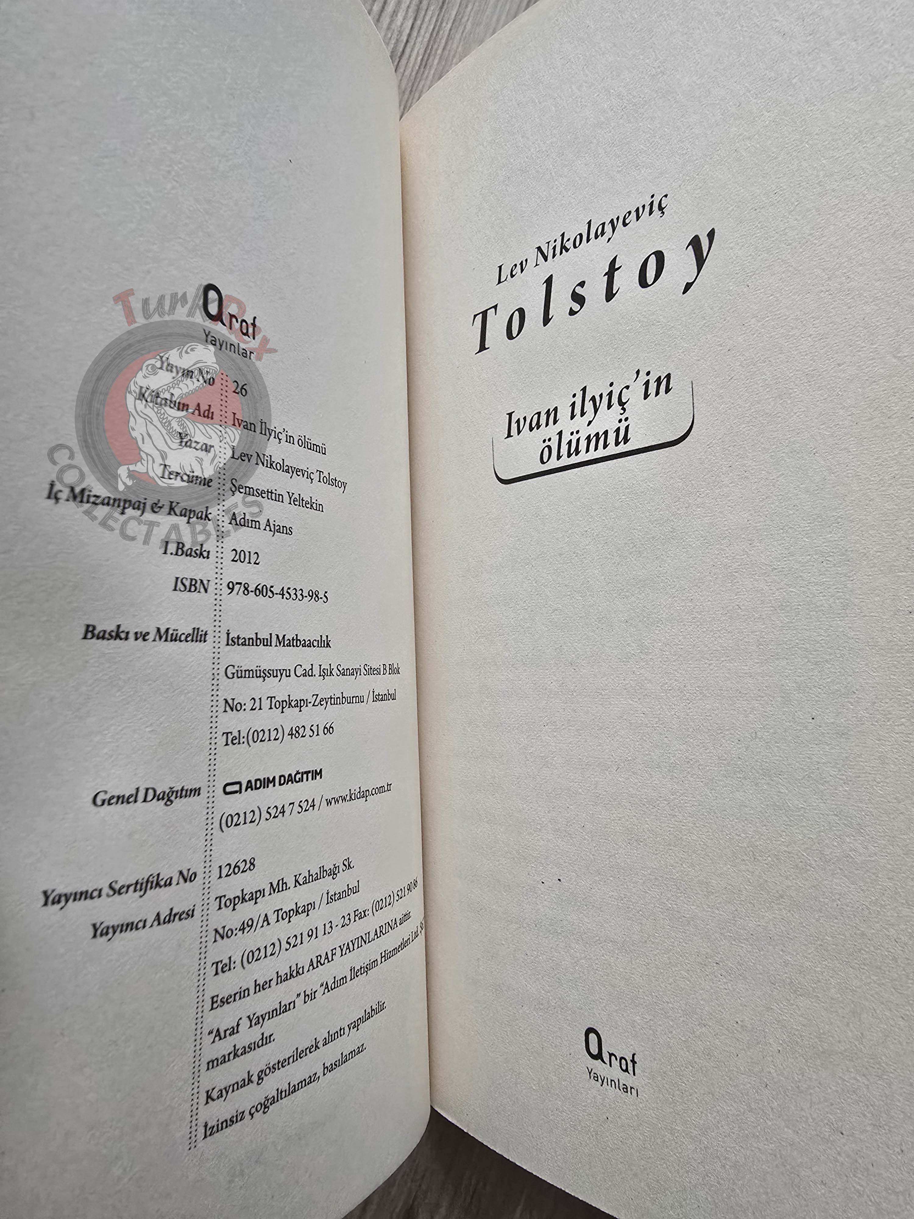 Leo Tolstoy – The Death of Ivan Ilyich 2012 Turkish Book Turkey