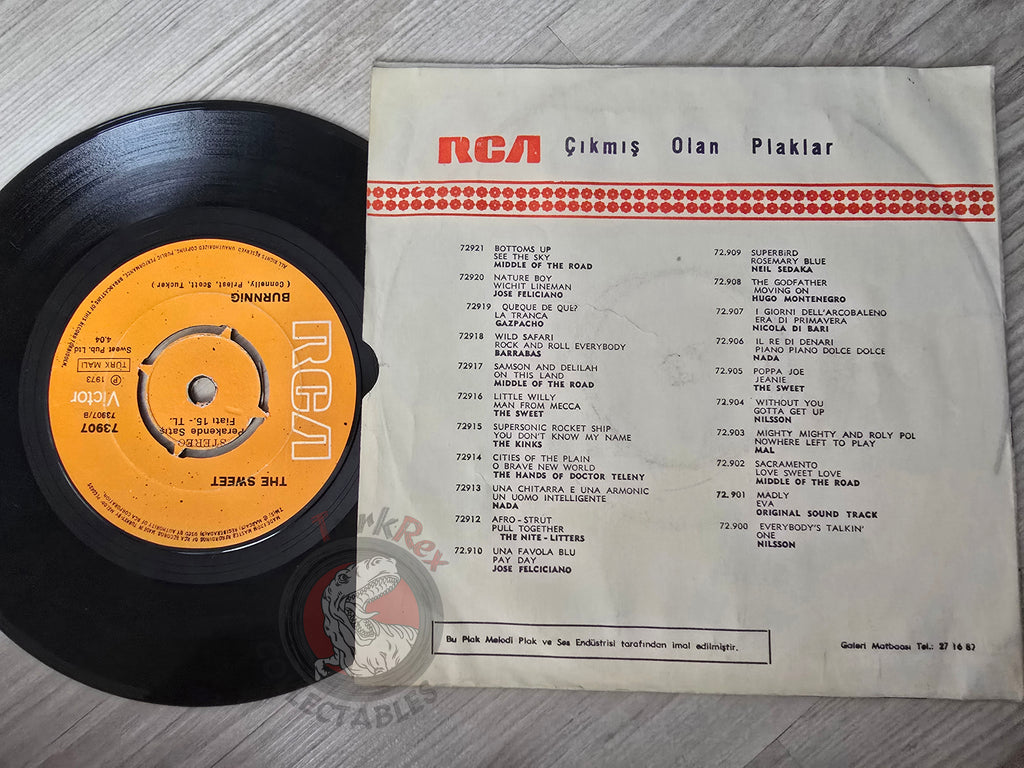 The Sweet – Hell Raiser 7" Turkish Pressing Vinyl Turkey Edition