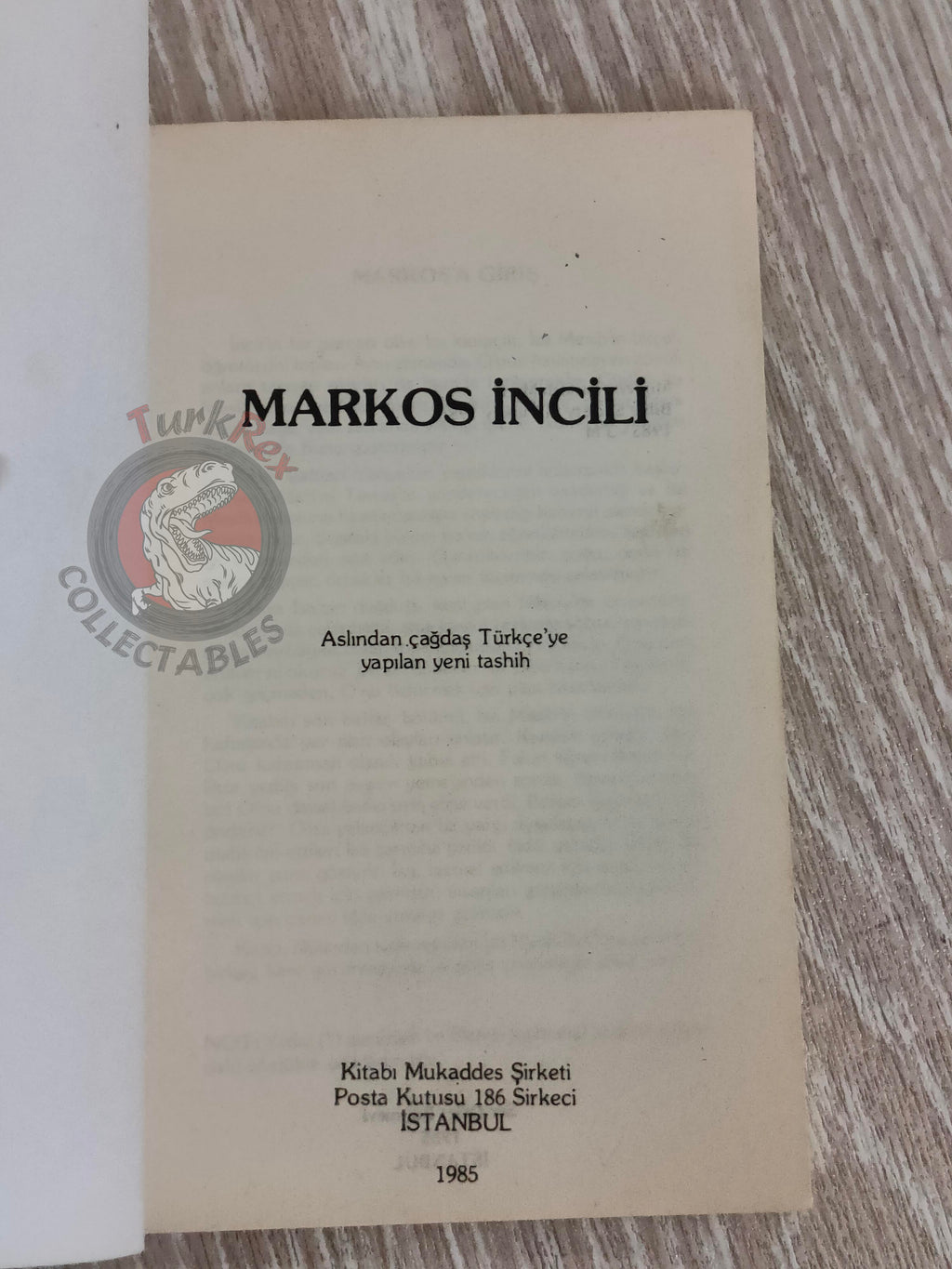 The Gospel of Mark Bible 1985 Turkish Book New Testament