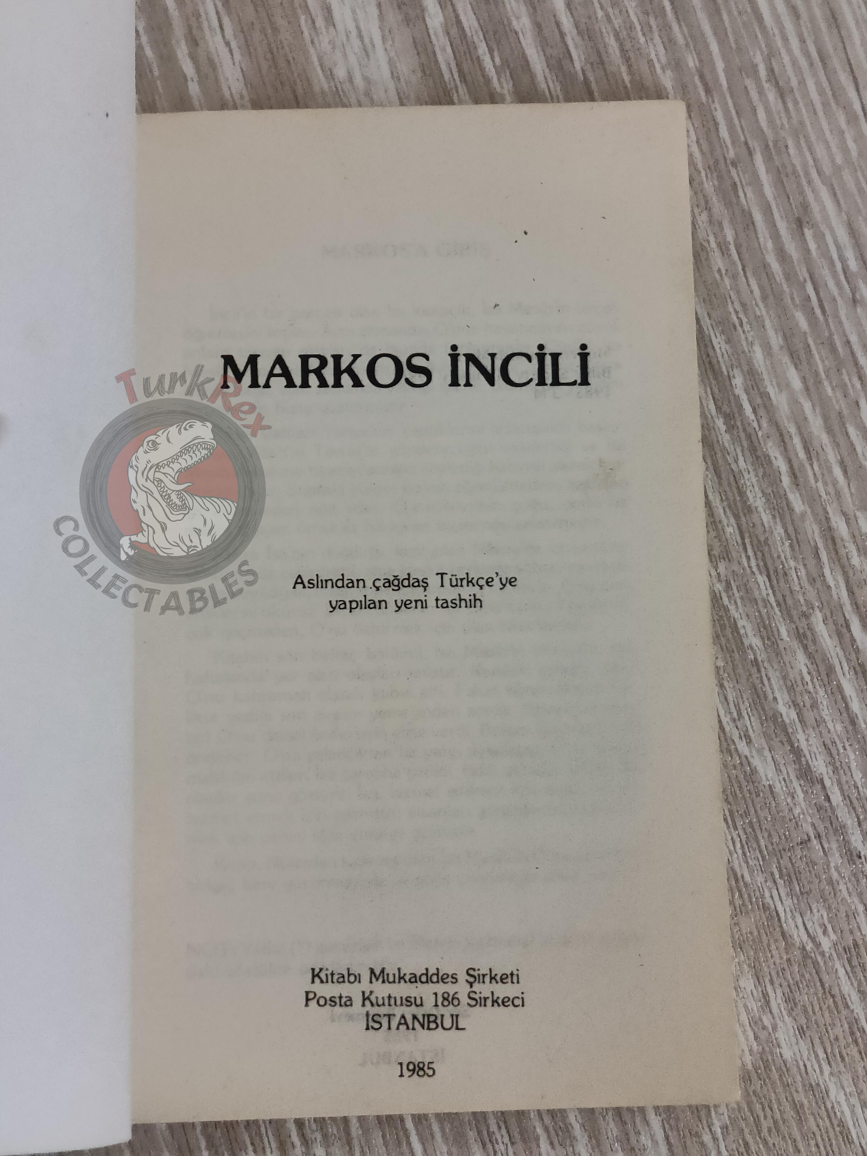 The Gospel of Mark Bible 1985 Turkish Book New Testament