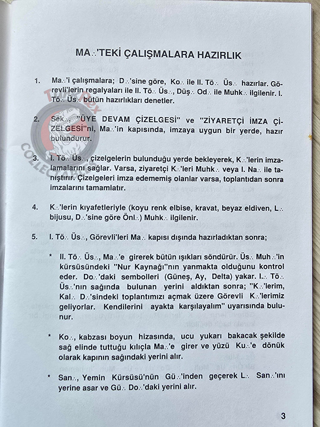 Turkish Freemasonry 2nd Degree Ritual Fellow Craft 2003 Booklet Masonic Masons of Turkey
