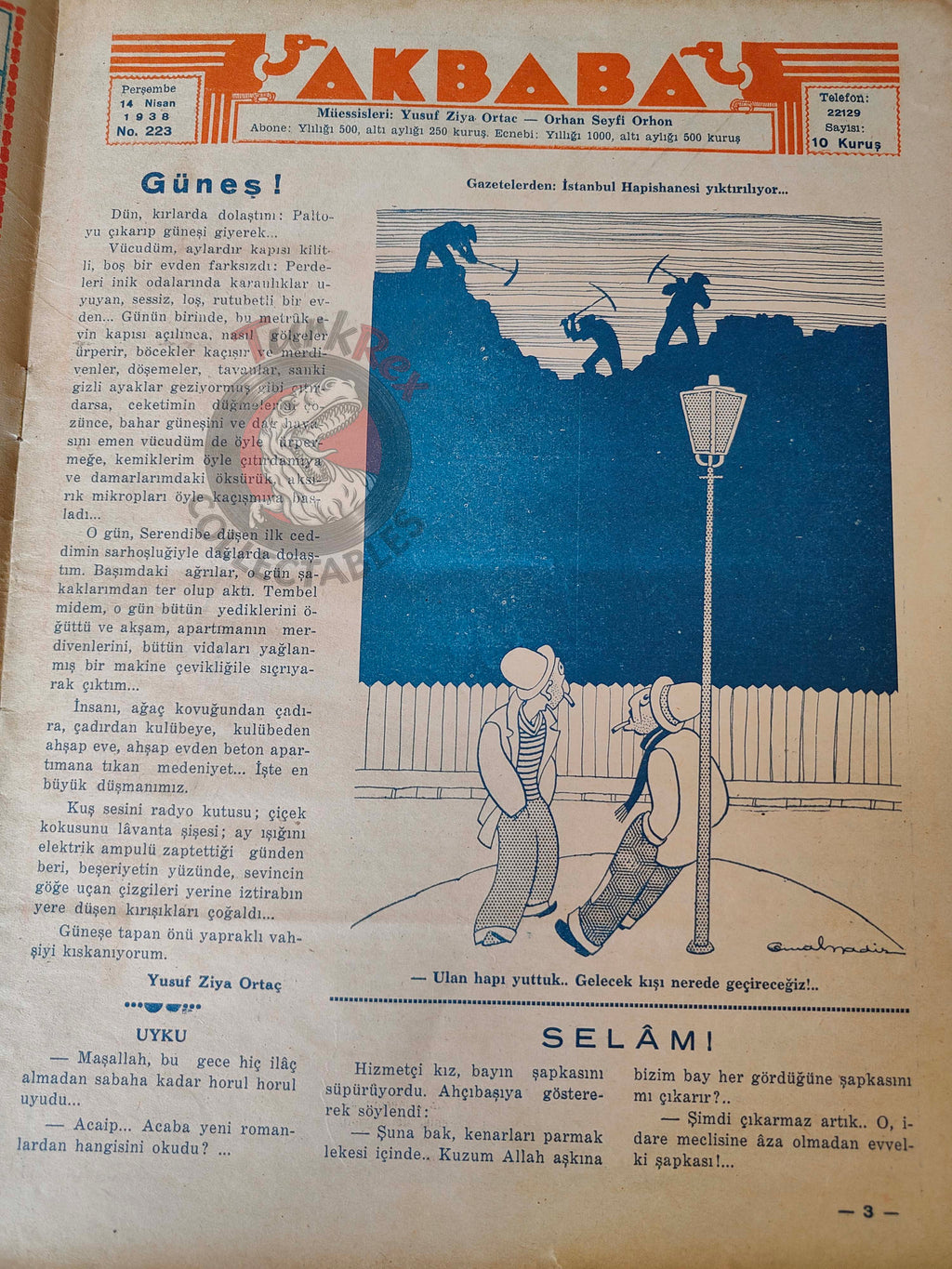 Akbaba 1938 Humor Magazine Turkish Turkey Who Will Devour Whom? WW2 era Philco Spain