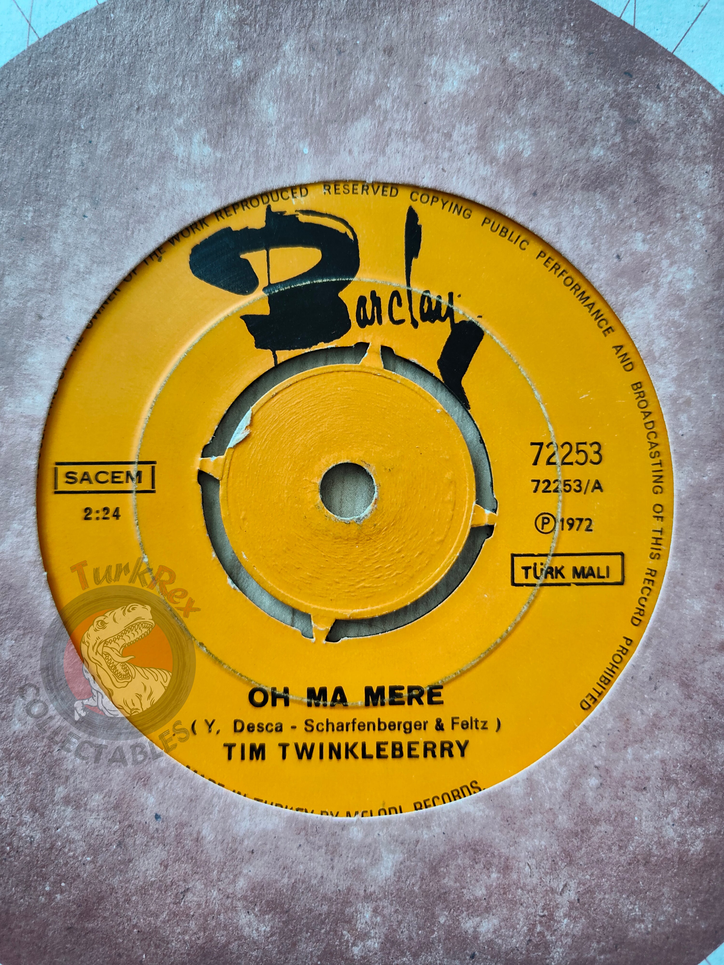 Tim Twinkleberry – Oh! Ma Mere 7" Turkish Pressing Vinyl Turkey Edition 2