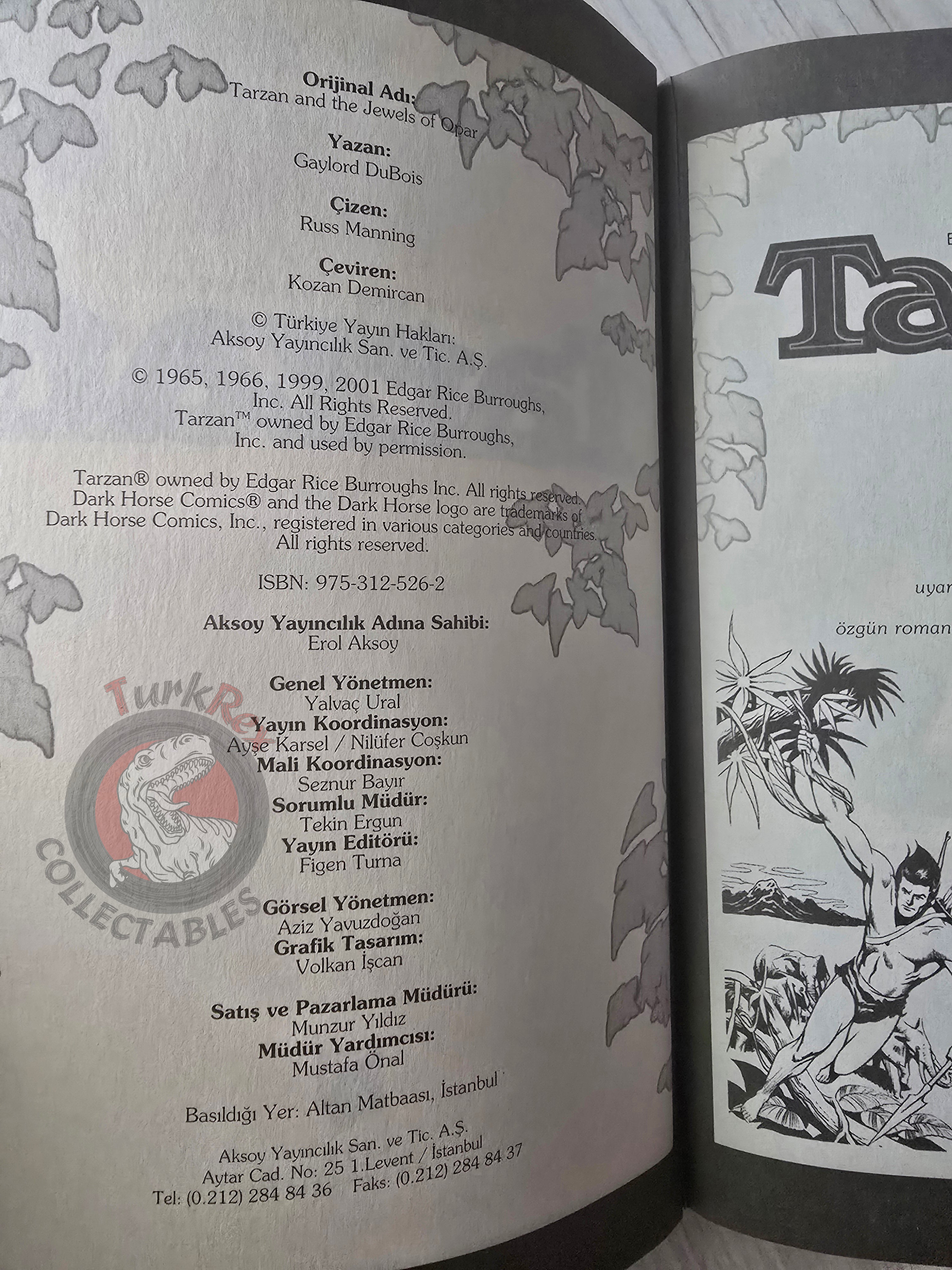 The Tarzan Comics Library #2 - Tarzan and the Jewels of Opar Turkish Comic Turkey Russ Manning