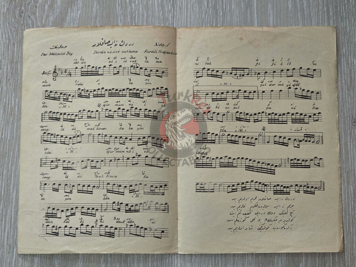 Udi Mehmed Bey – Derdin Ne İse Ottoman Turkish 1920s Musical Notes Sheet Empire Oud Player