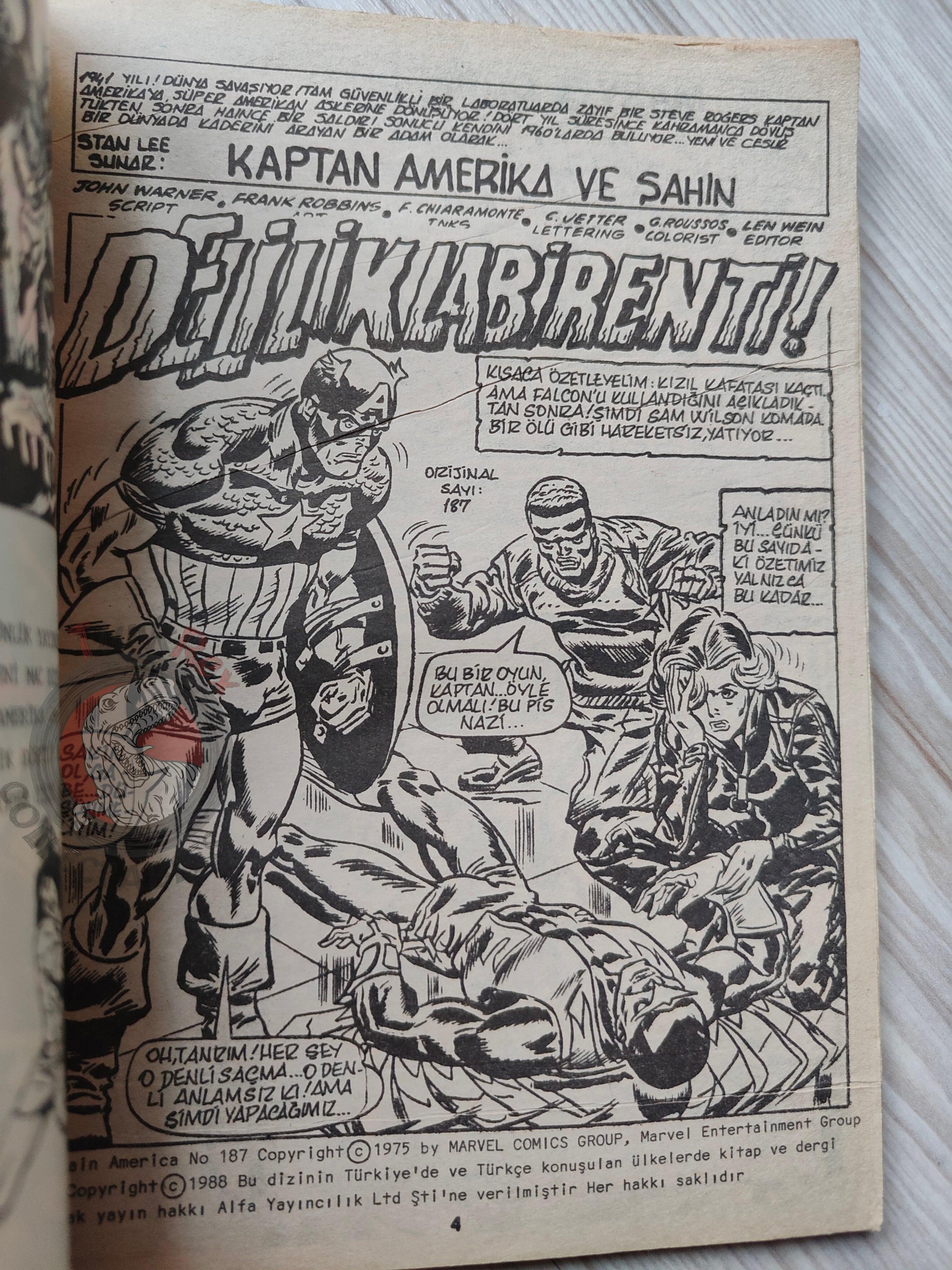 Captain America – Issue #9 1988 Turkish Comic Turkey #187 #188 #189 #190