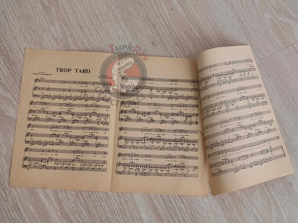 Charles Aznavour – Trop Tard Turkish Vintage Musical Notes Sheet Turkey