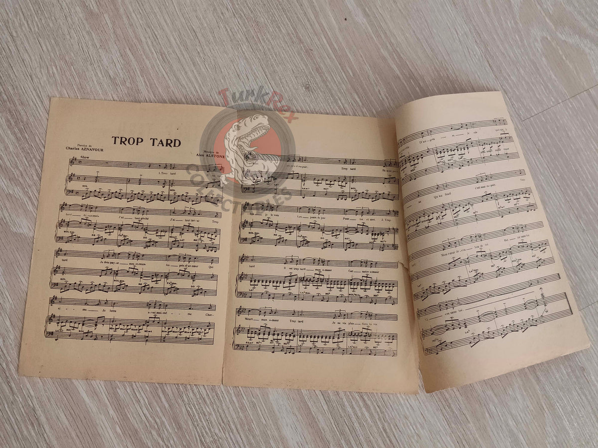 Charles Aznavour – Trop Tard Turkish Vintage Musical Notes Sheet Turkey