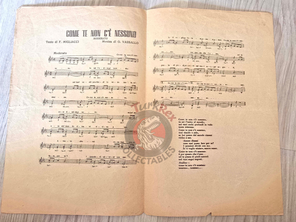 Rita Pavone – Come Te Non C’è Nessuno Turkish Vintage Musical Notes Sheet Turkey