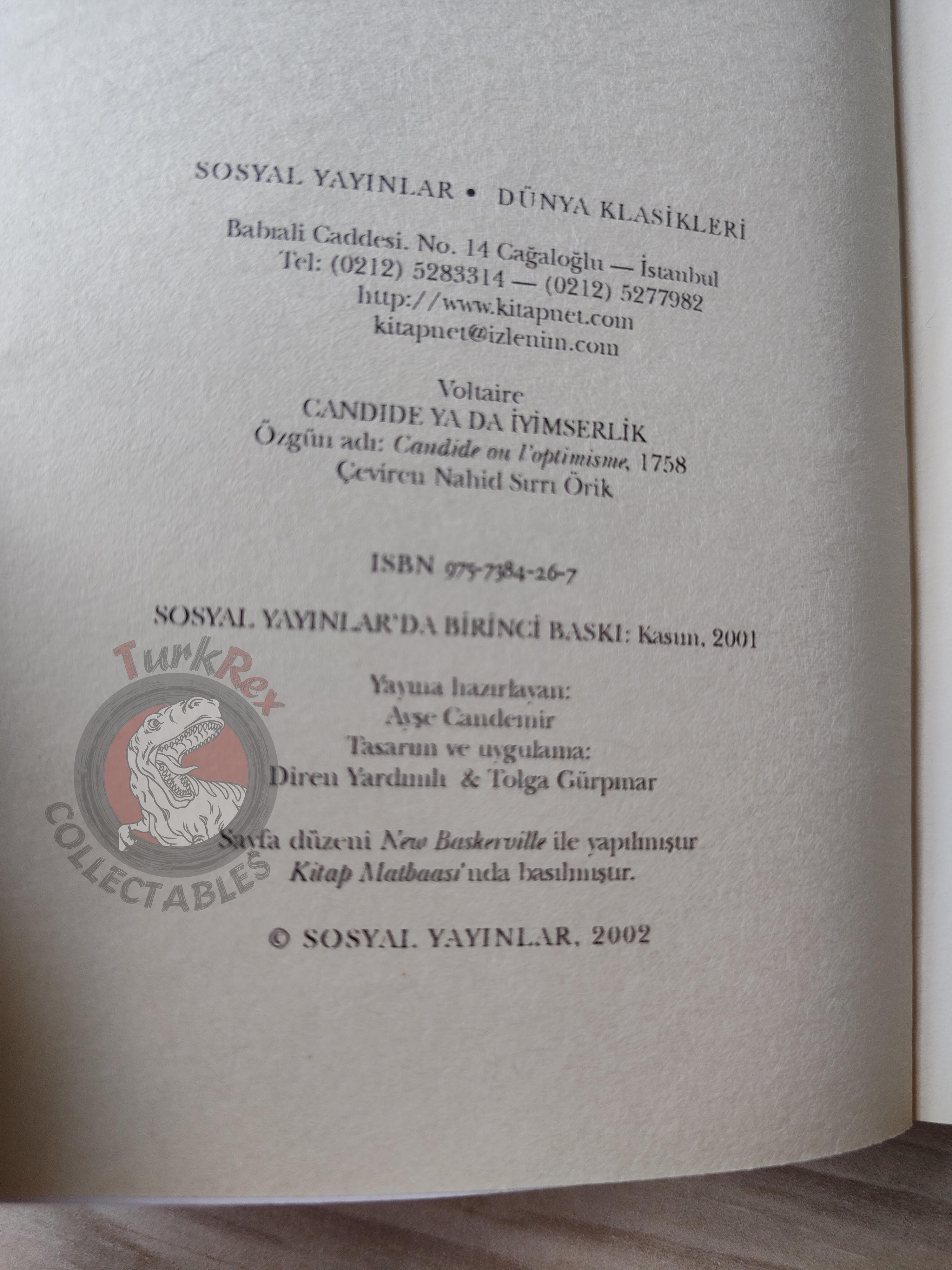 Voltaire – Candide 2002 Turkish Book Turkey