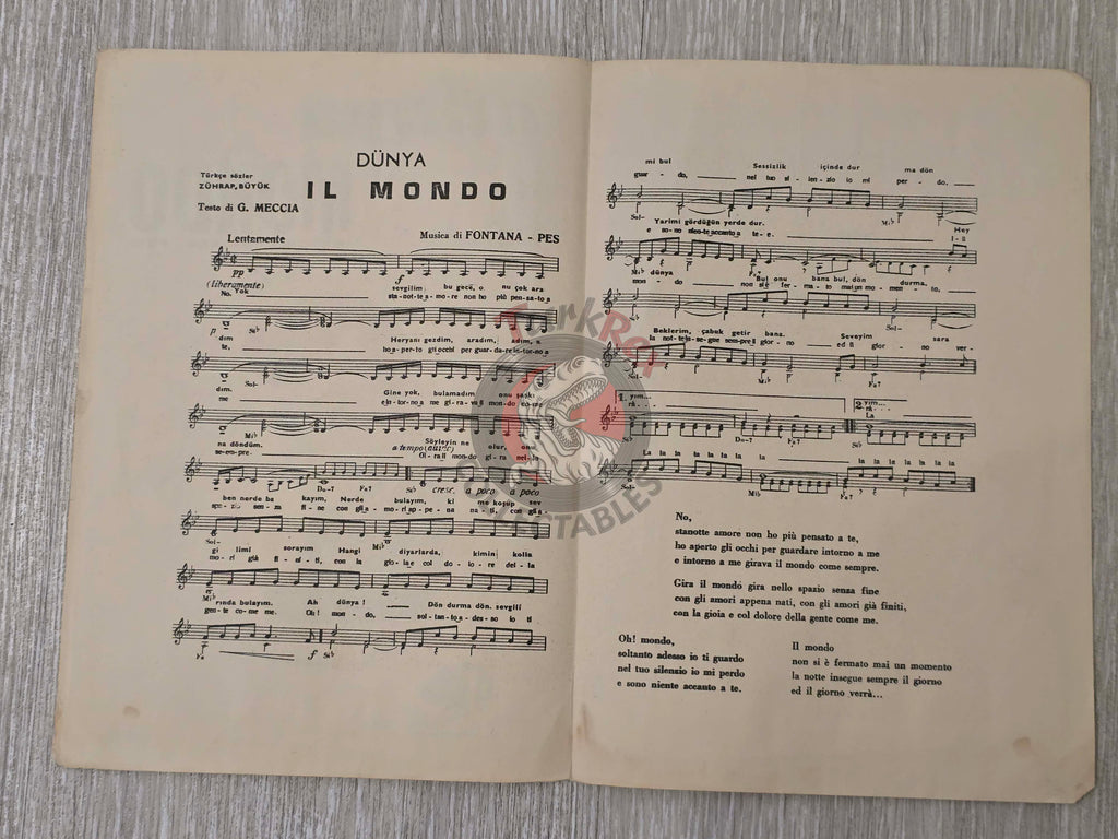 Gian Bruno – Il Mondo Turkish Vintage Musical Notes Sheet Turkey