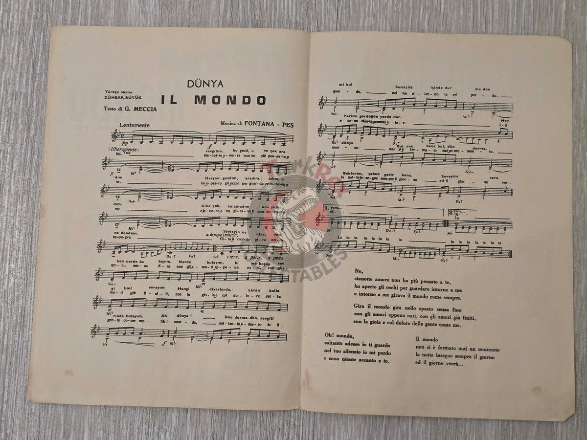 Gian Bruno – Il Mondo Turkish Vintage Musical Notes Sheet Turkey