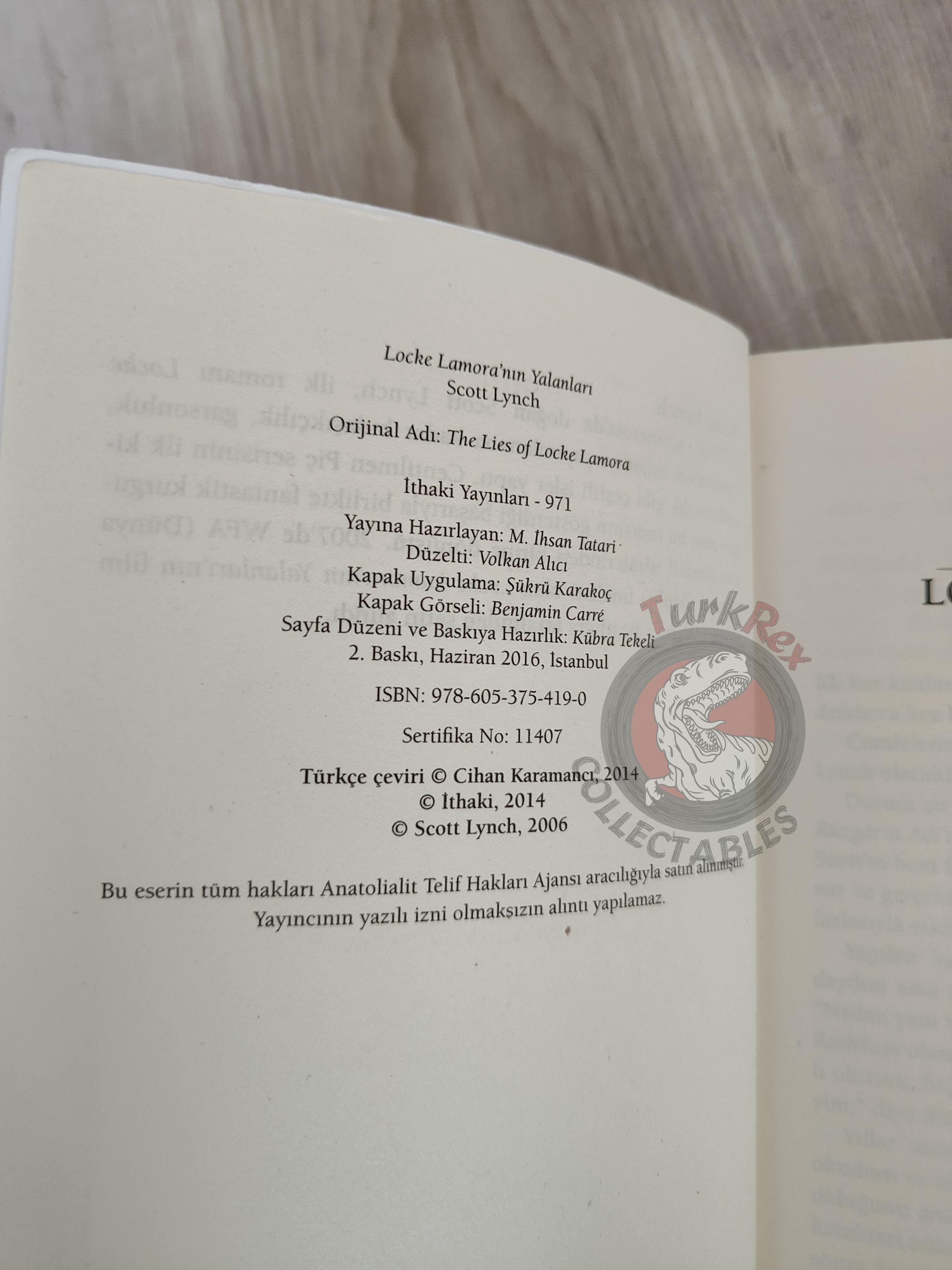 Scott Lynch – The Lies of Locke Lamora 2016 Turkish Book Turkey Gentleman Bastard