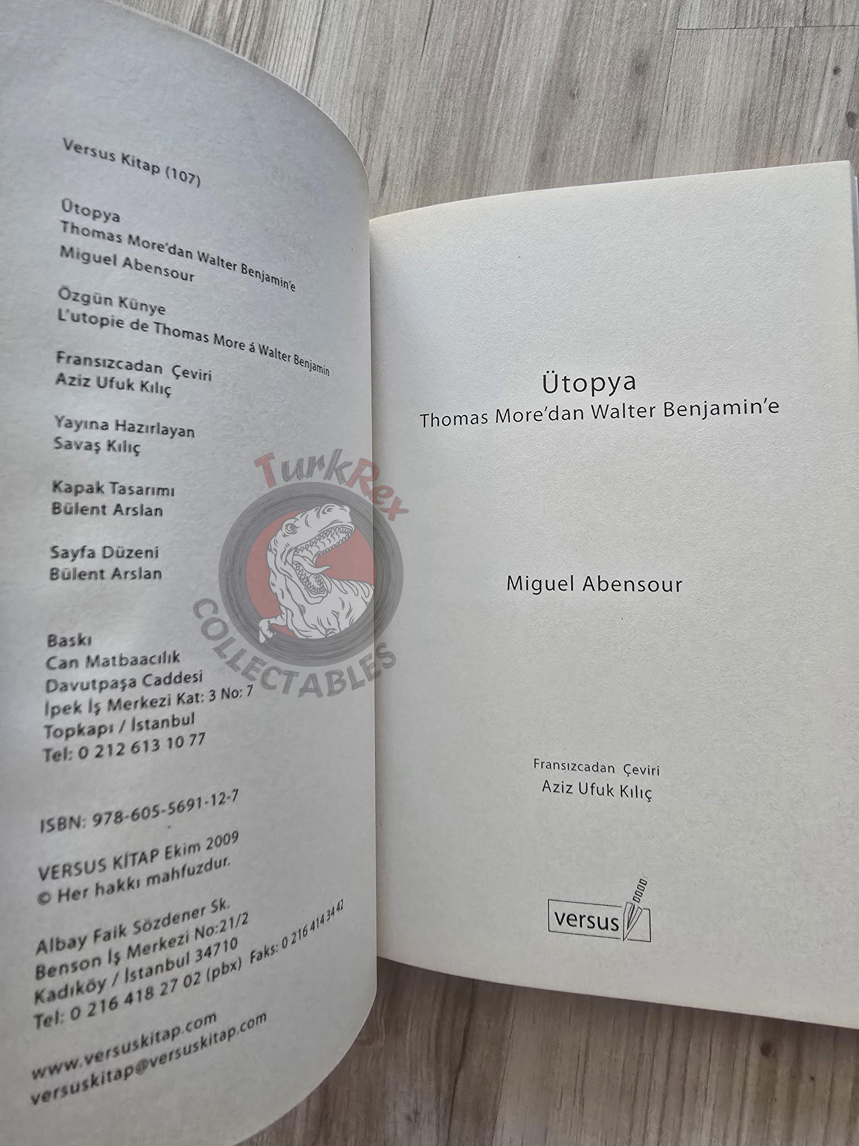 Miguel Abensour – Utopia from Thomas More to Walter Benjamin 2009 Turkish Book Turkey