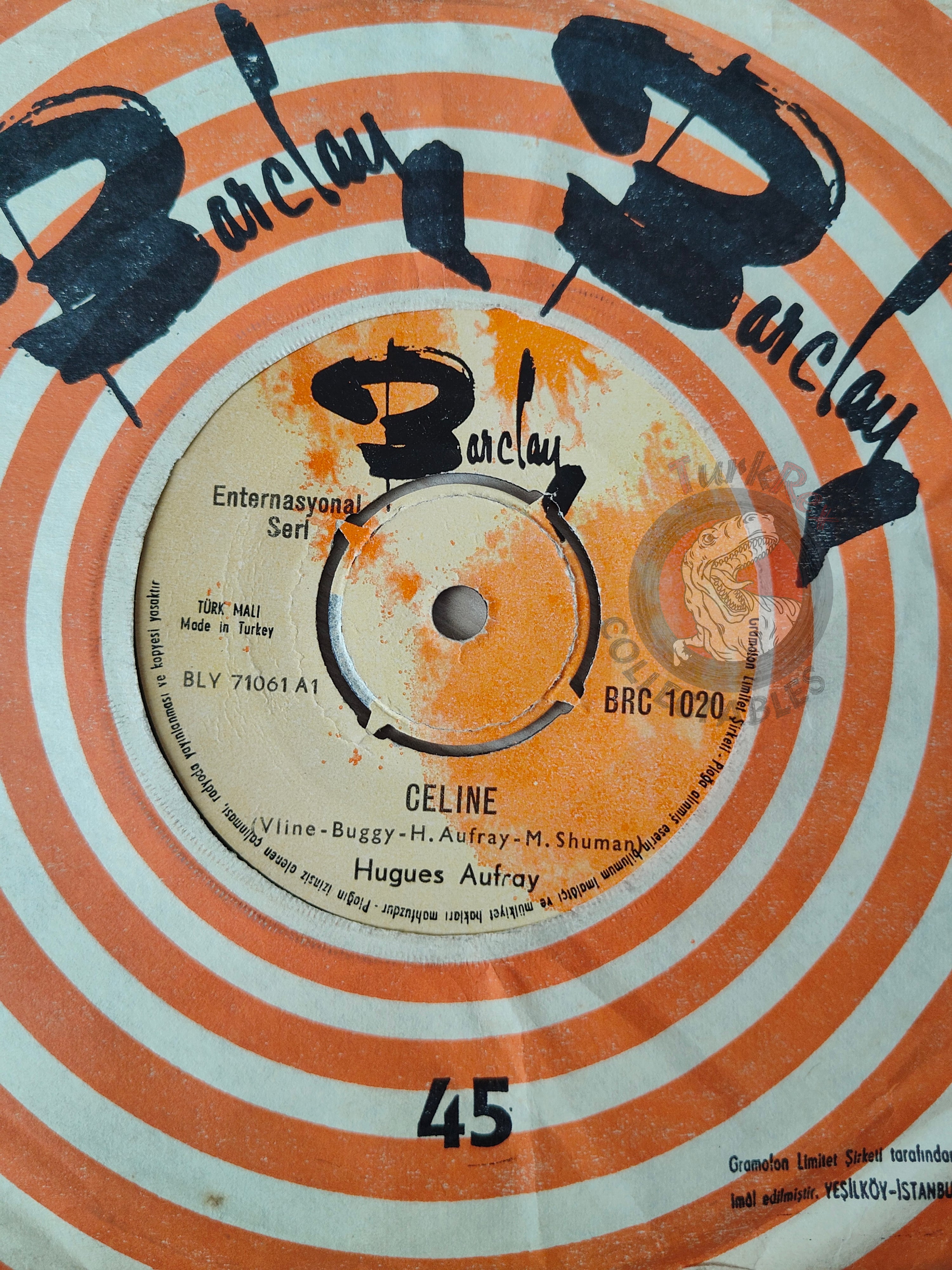Hugues Aufray – Céline 7" Turkish Pressing Vinyl Turkey Edition
