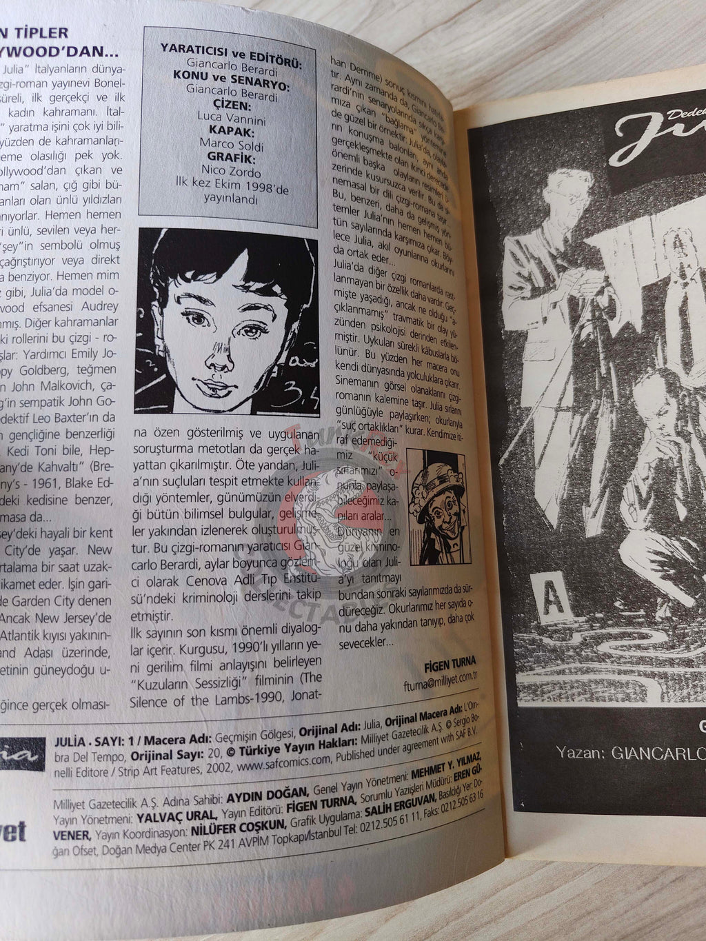 Julia #1 L’Ombra Del Tempo 2002 Turkish Comic Turkey Bonelli