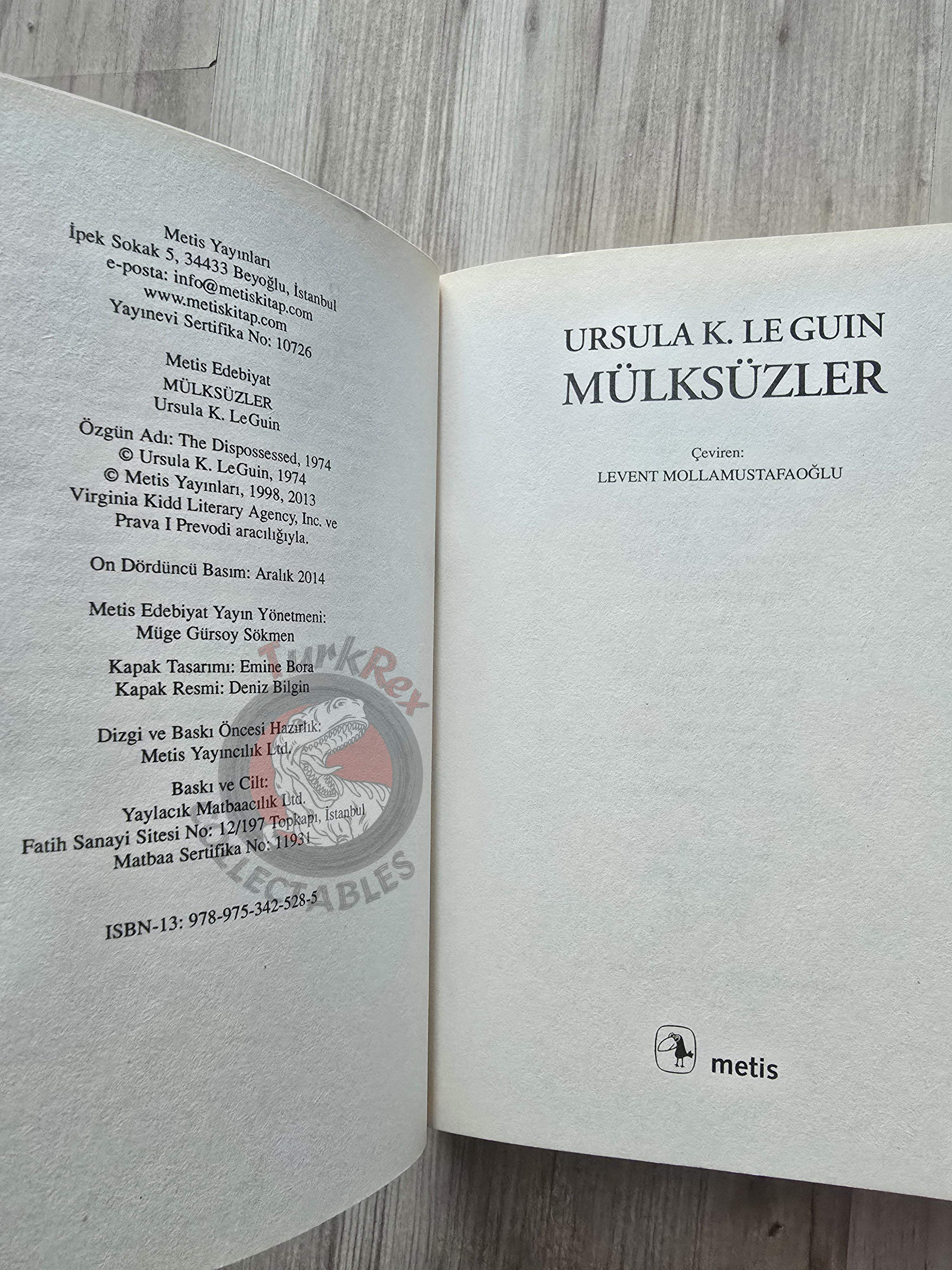 Ursula K. Le Guin – The Dispossessed 2014 Turkish Book Turkey