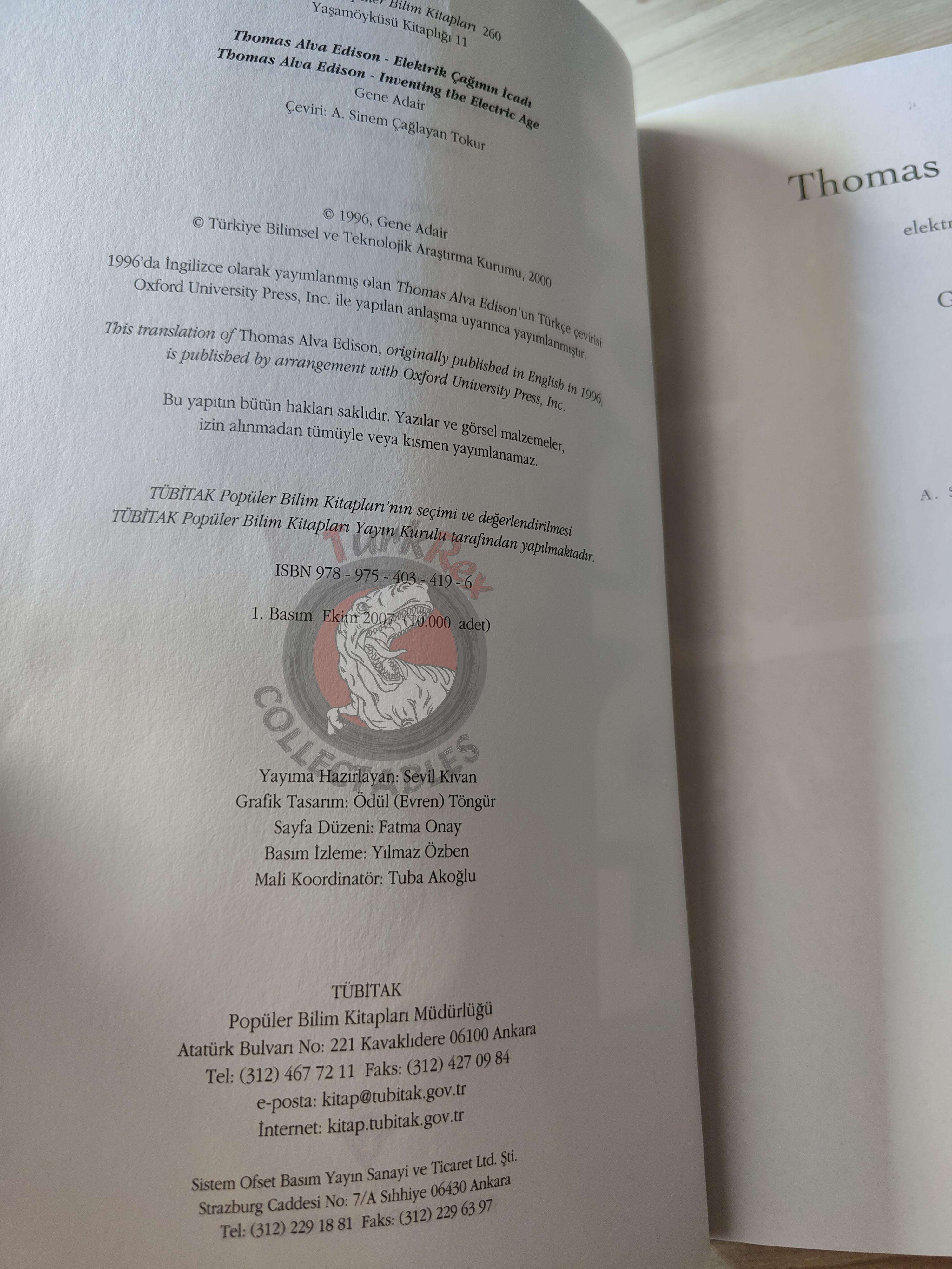 Gene Adair – Thomas Edison 2007 Turkish Book Turkey