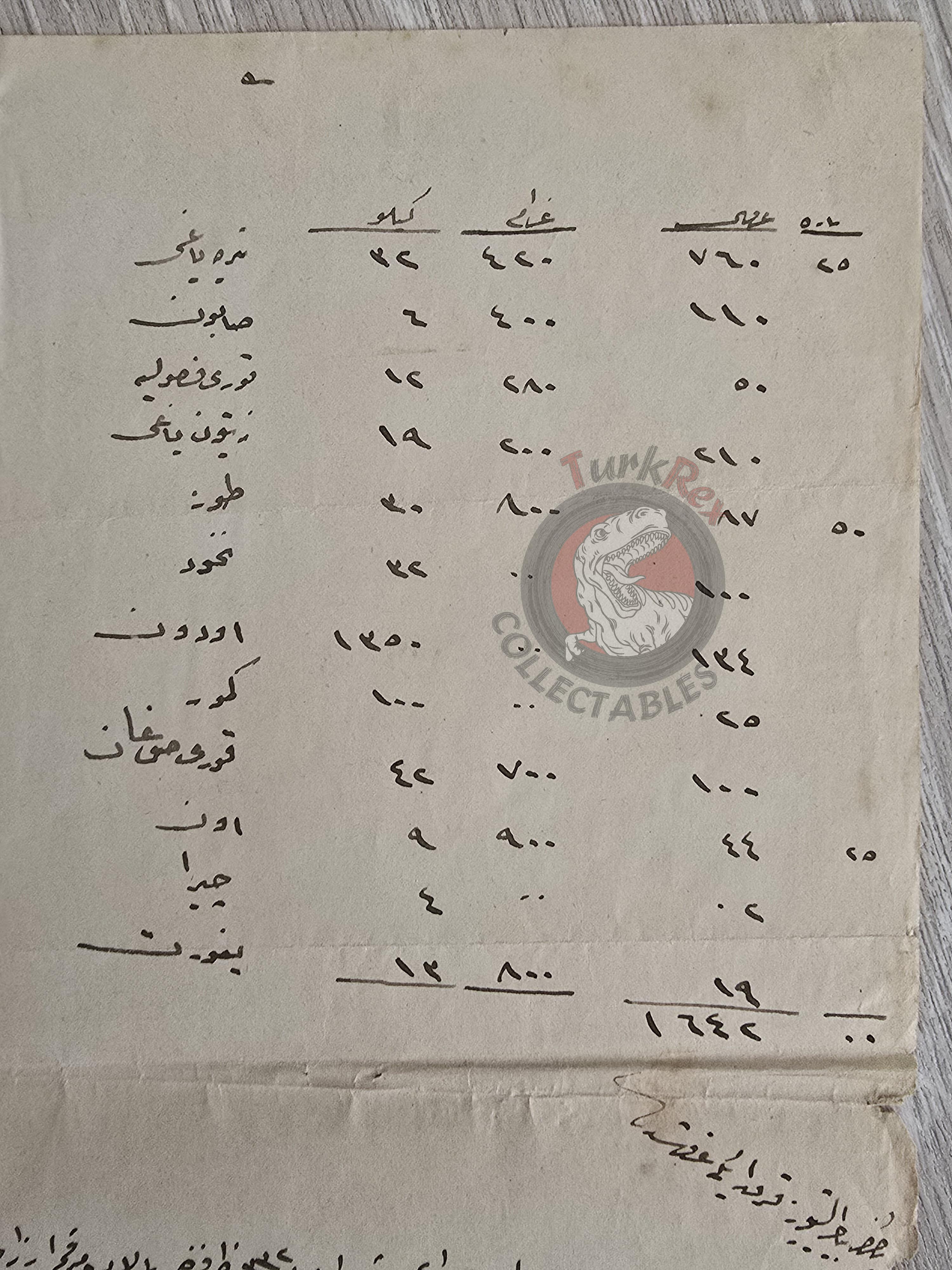 Ottoman 1916 Supply Receipt for the Uşak Madrasa with Hejaz Railway Stamps Islam Education
