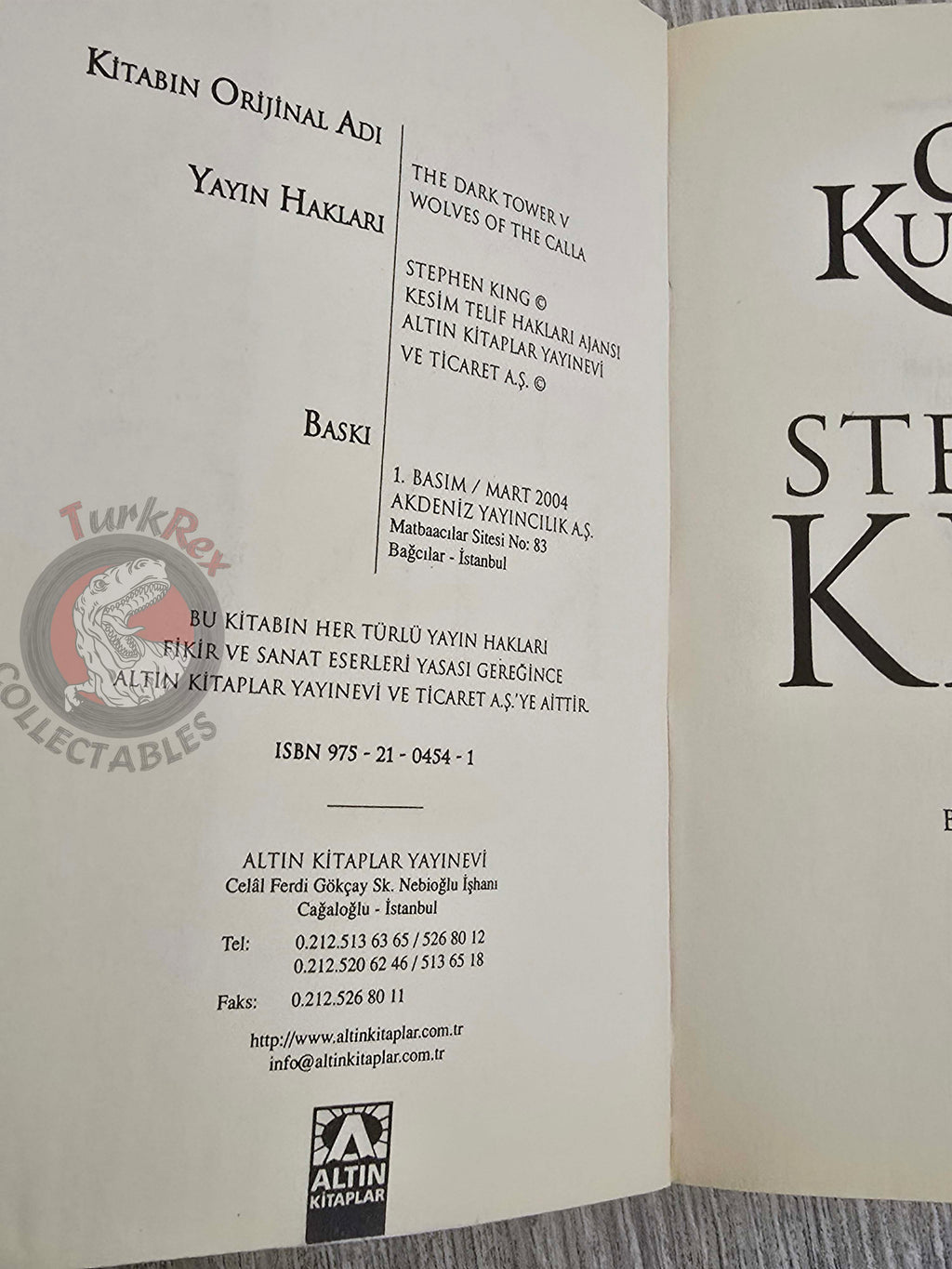 Stephen King – The Dark Tower V: Wolves of the Calla 2004 1st Turkish Book Turkey