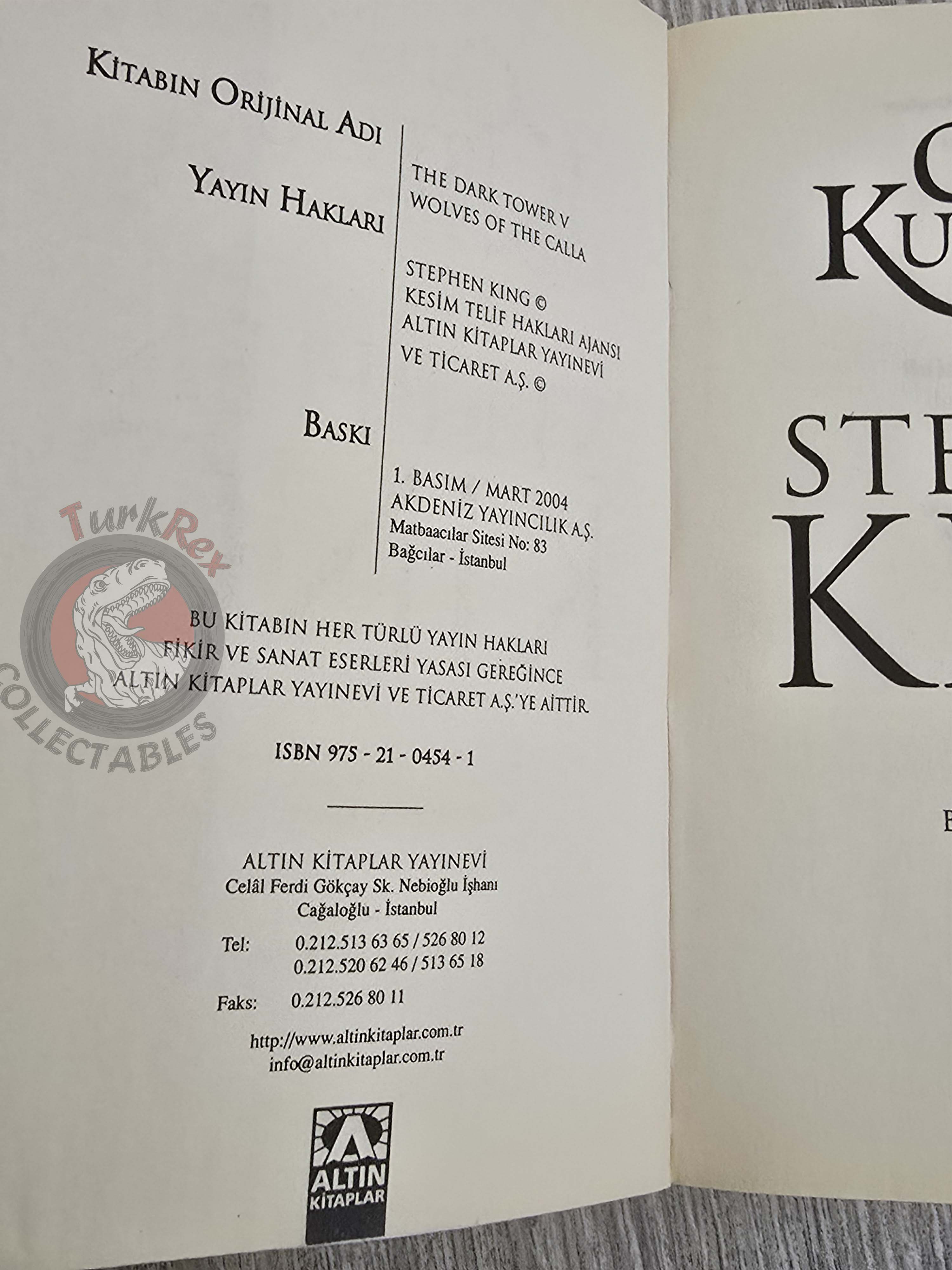 Stephen King – The Dark Tower V: Wolves of the Calla 2004 1st Turkish Book Turkey