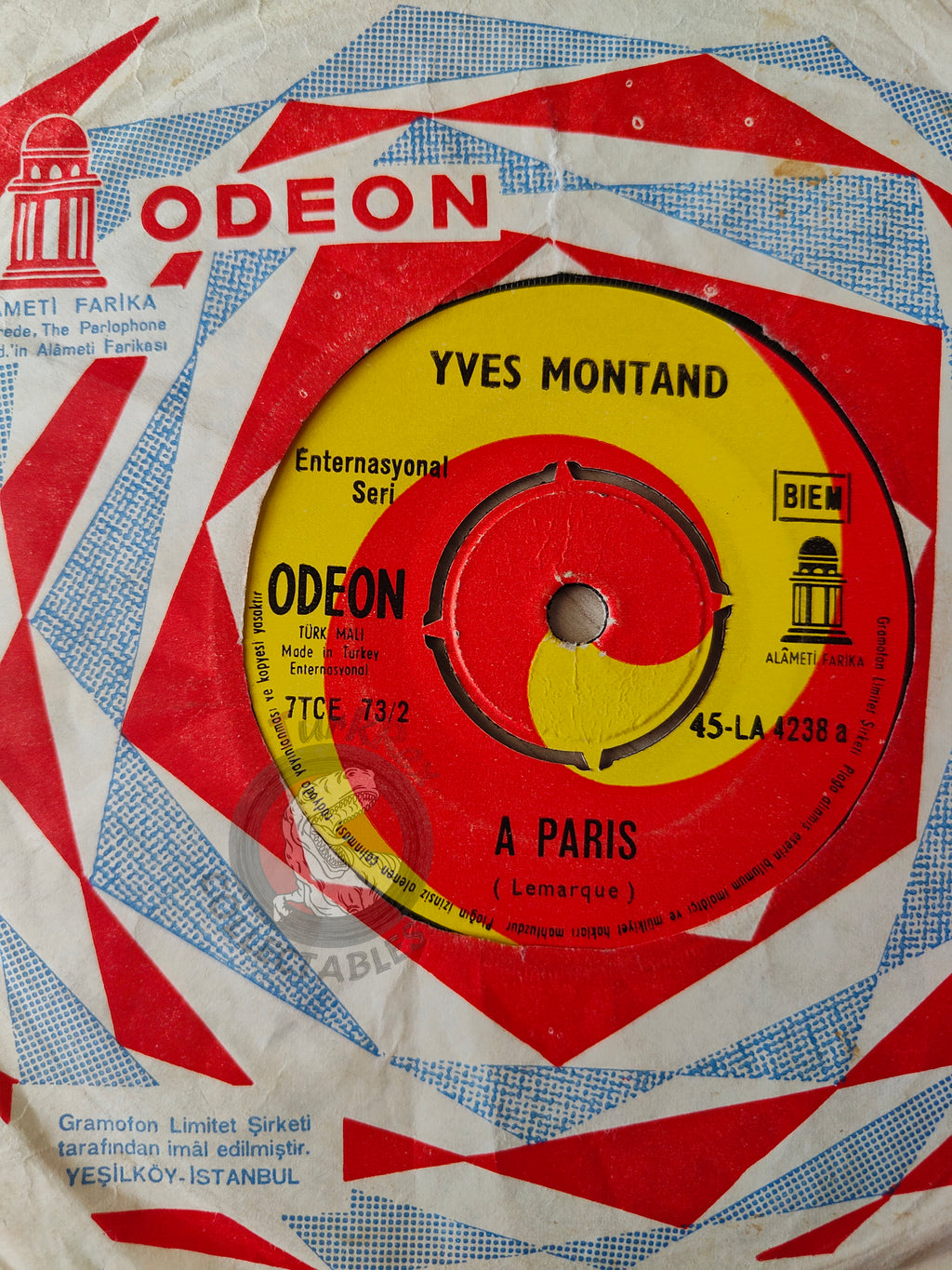 Yves Montand – A Paris 7" Turkish Pressing Vinyl Turkey Edition