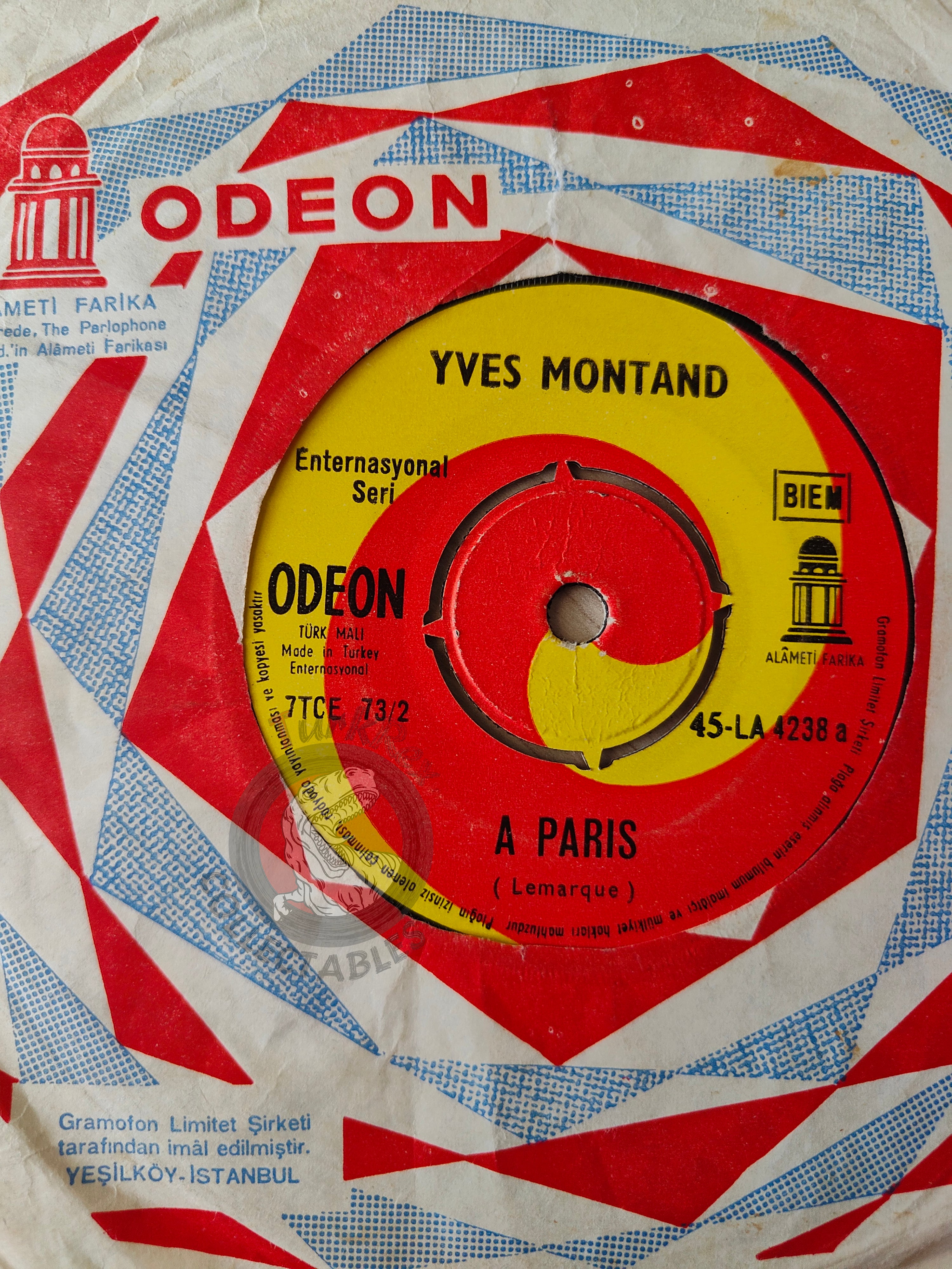 Yves Montand – A Paris 7" Turkish Pressing Vinyl Turkey Edition