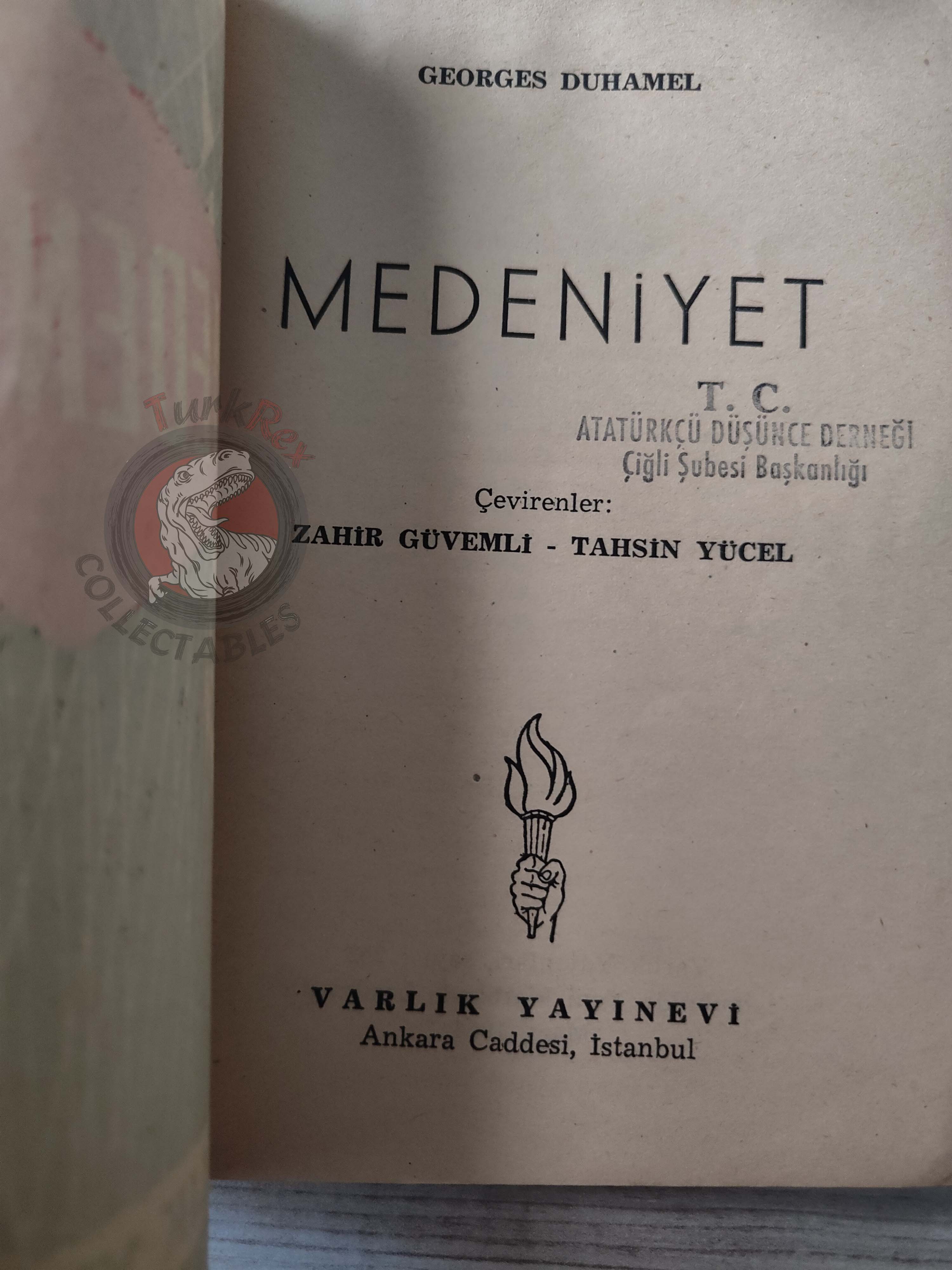 Georges Duhamel – Civilization 1954 1st Turkish Book Turkey