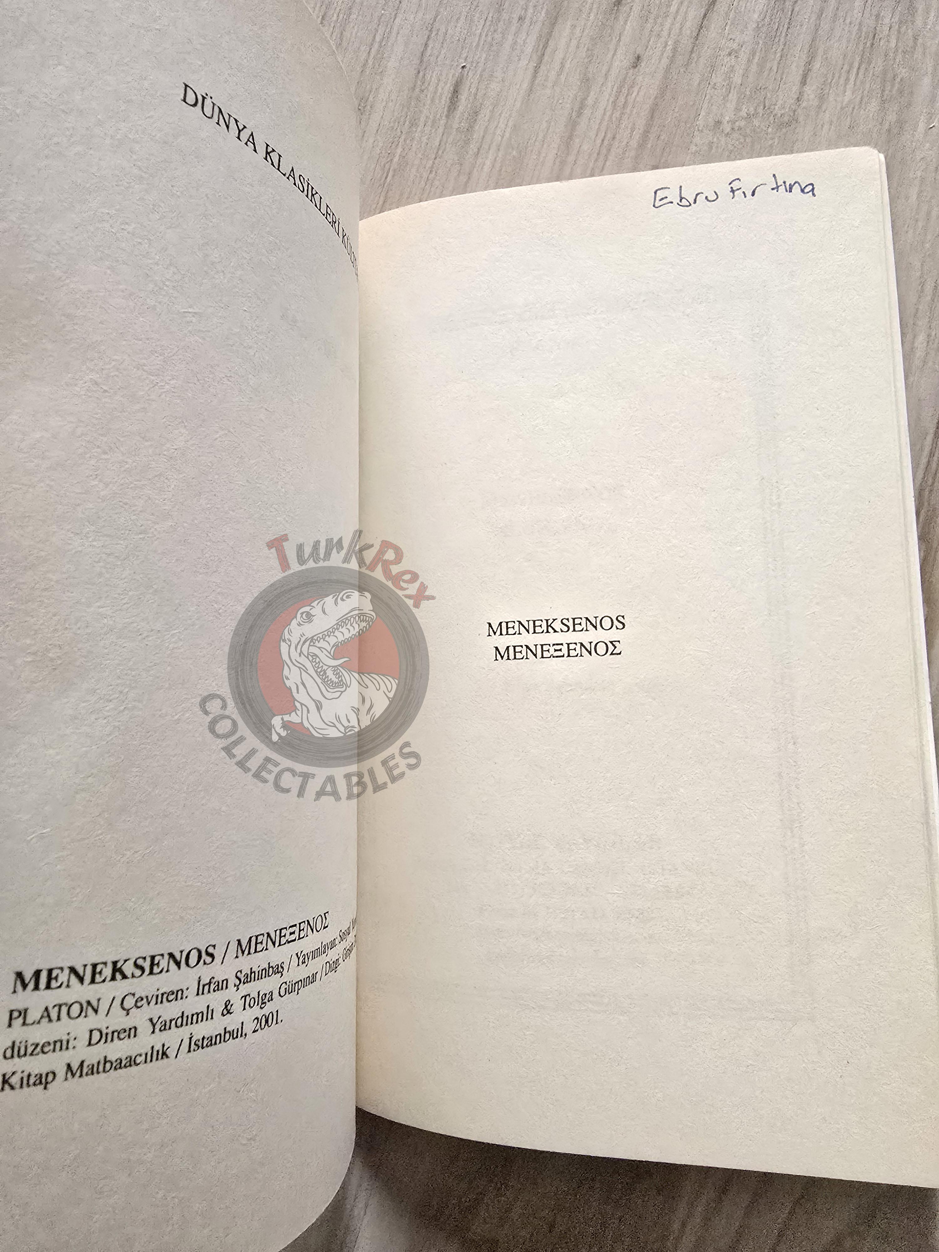 Plato – Menexenus 2001 Turkish Book Turkey