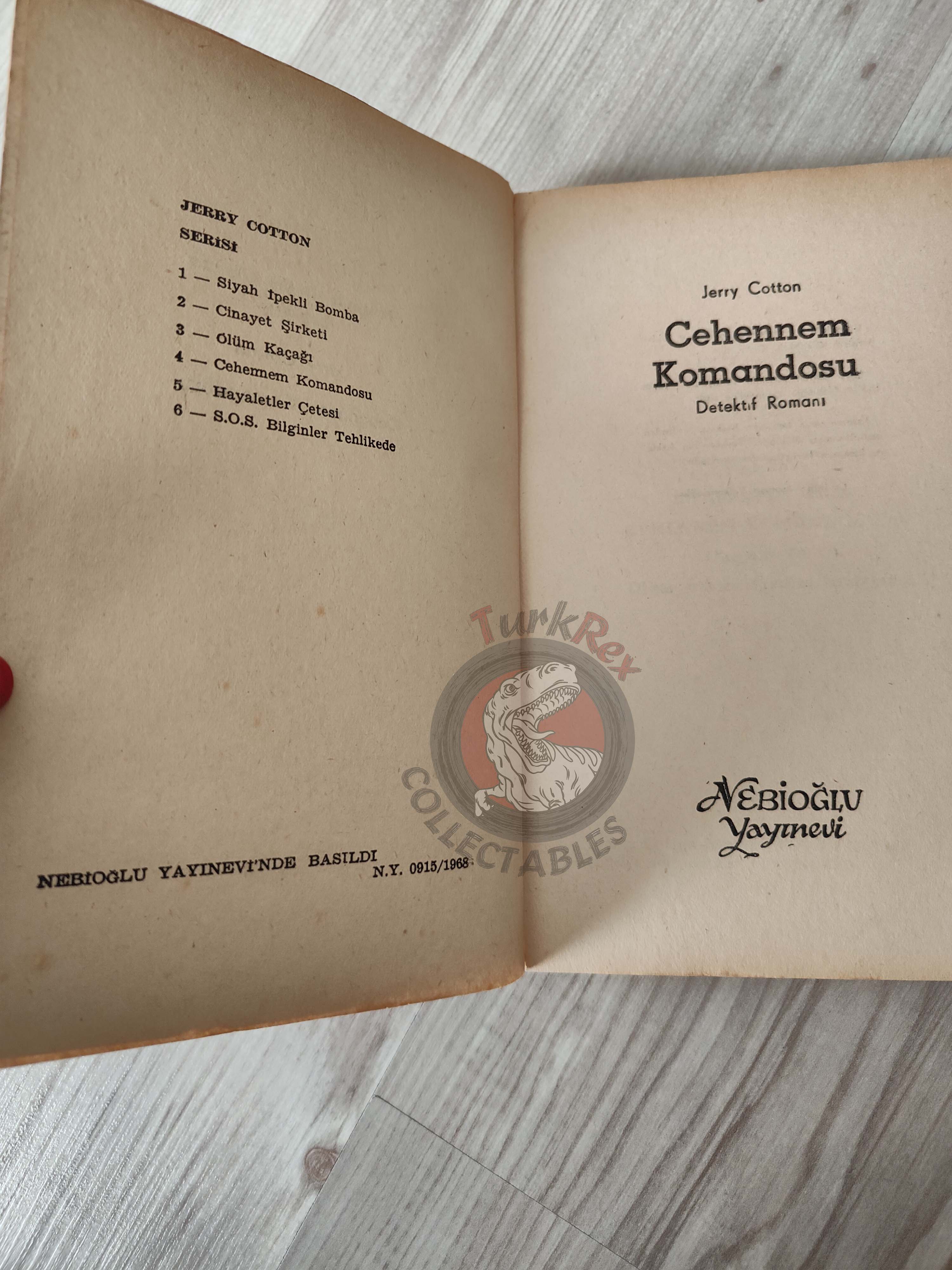 Jerry Cotton – Commando from Hell 1968 1st Turkish Book Turkey