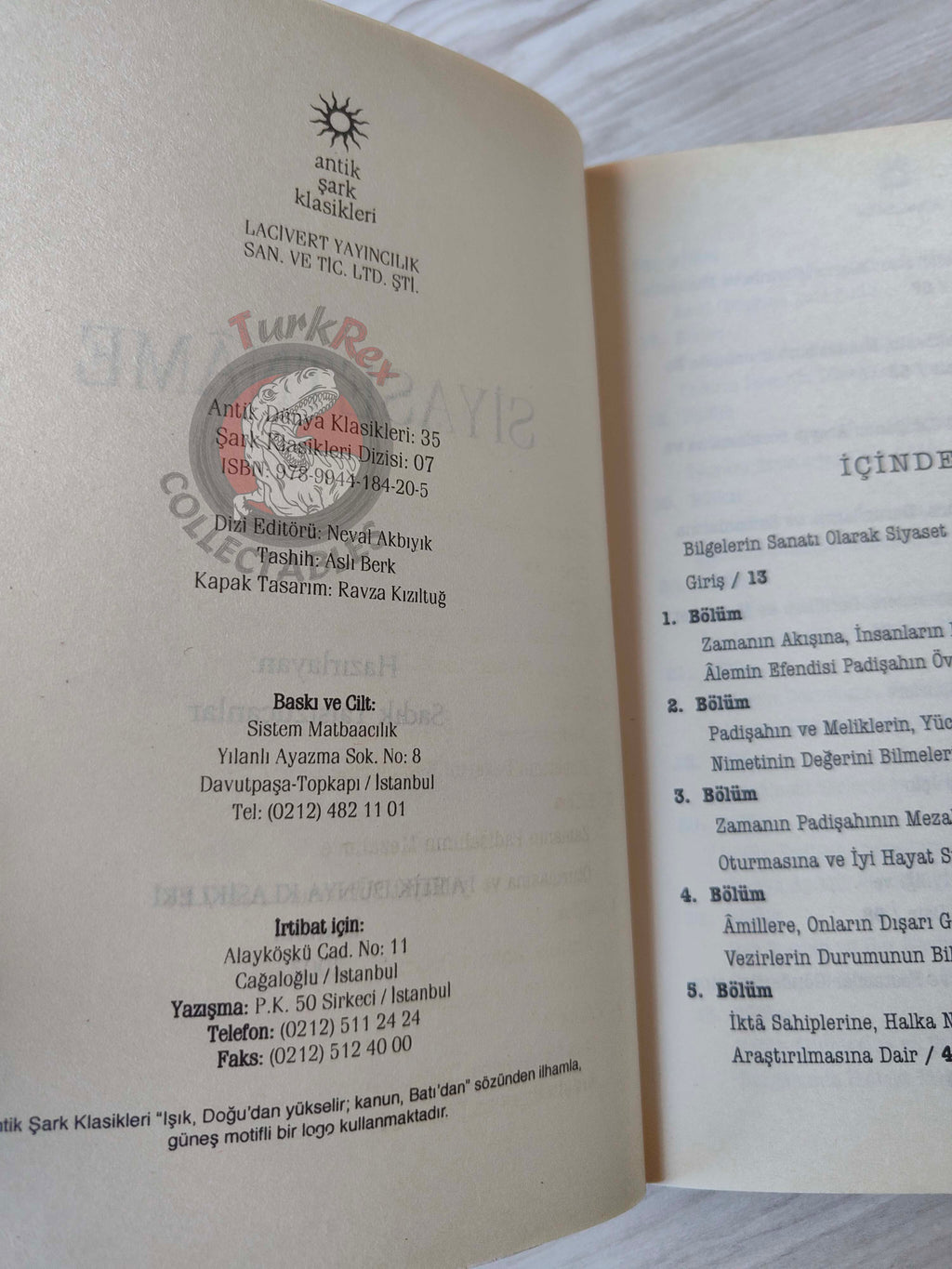 Nizam al-Mulk – Book of Government or Rules for Kings Turkish Book Turkey