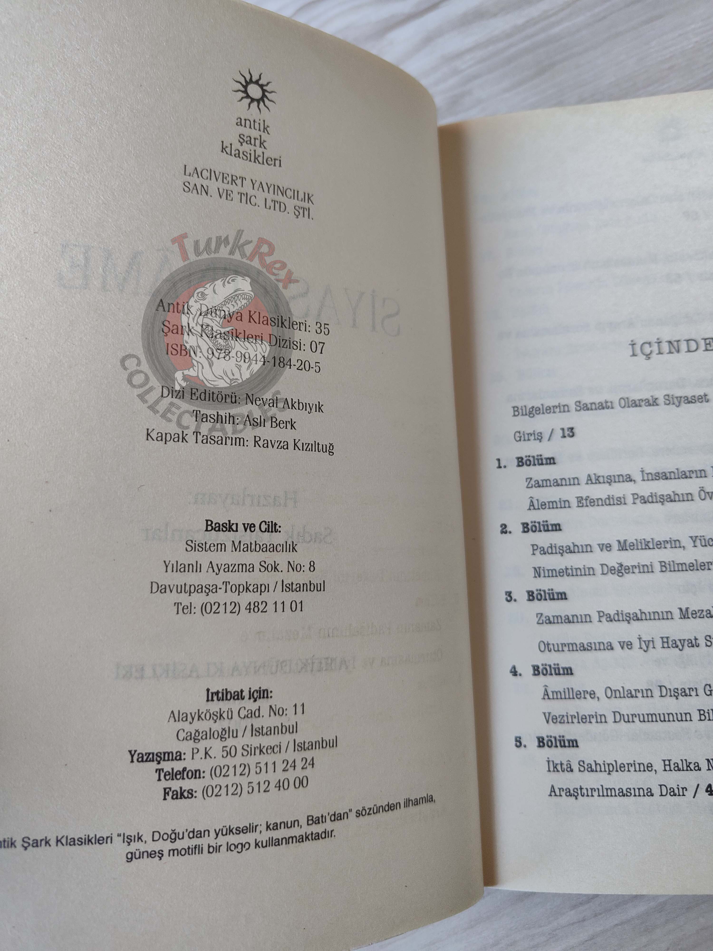 Nizam al-Mulk – Book of Government or Rules for Kings Turkish Book Turkey