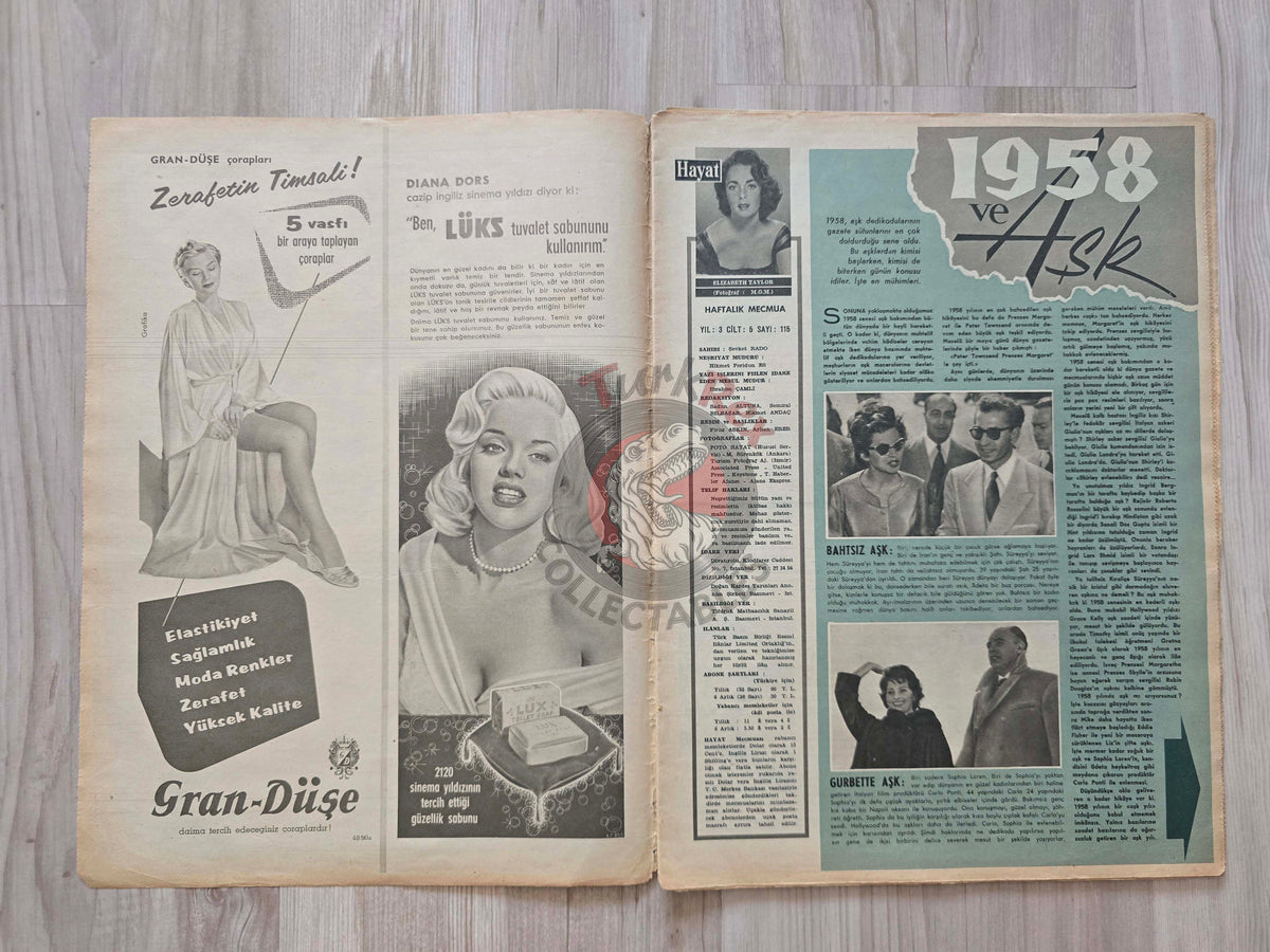 Hayat 1958 Elizabeth Taylor Turkish Mag Turkey Mohammad Reza Pahlavi Iran Nato
