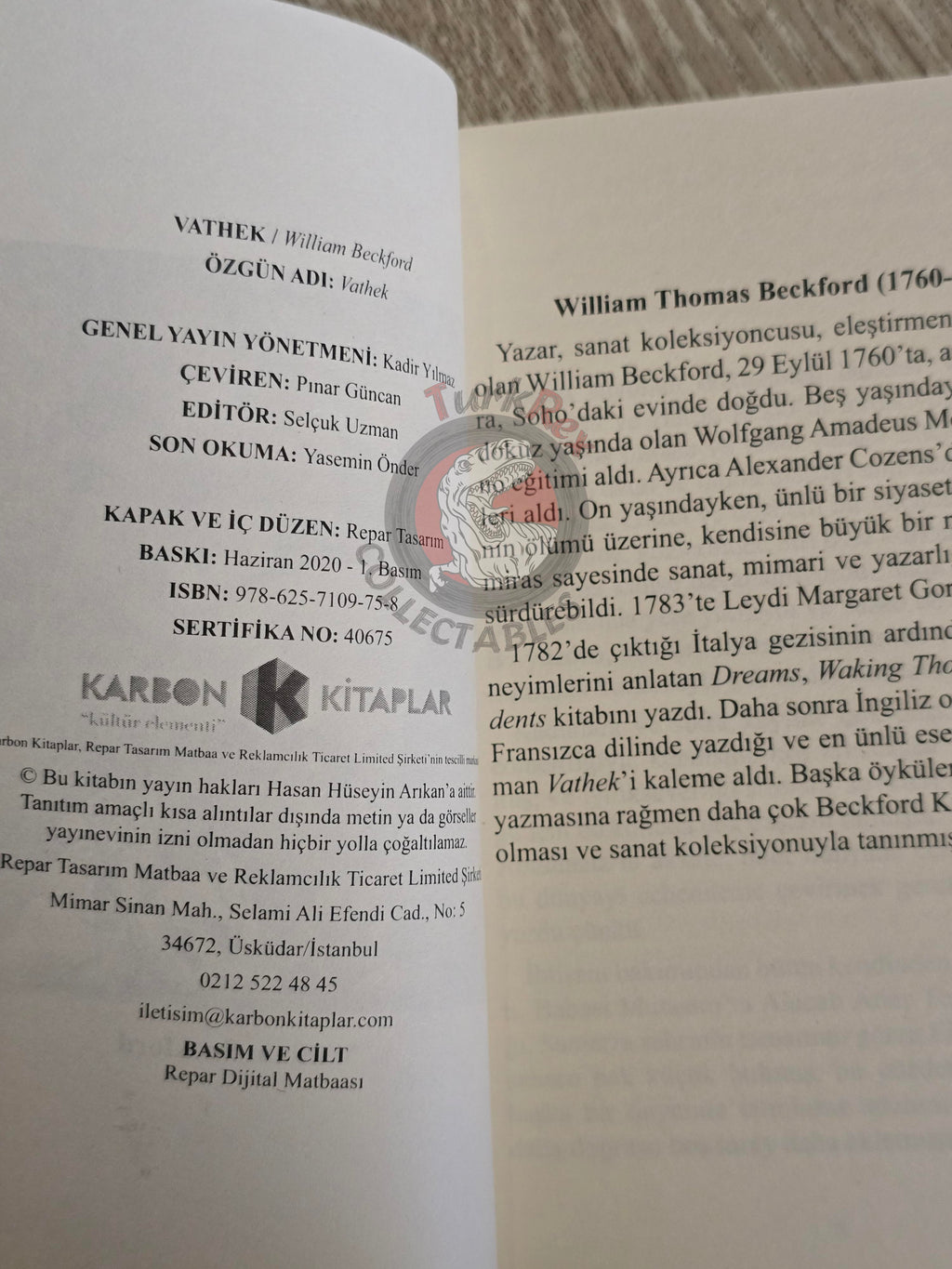 William Beckford – Vathek 2020 Turkish Book Turkey
