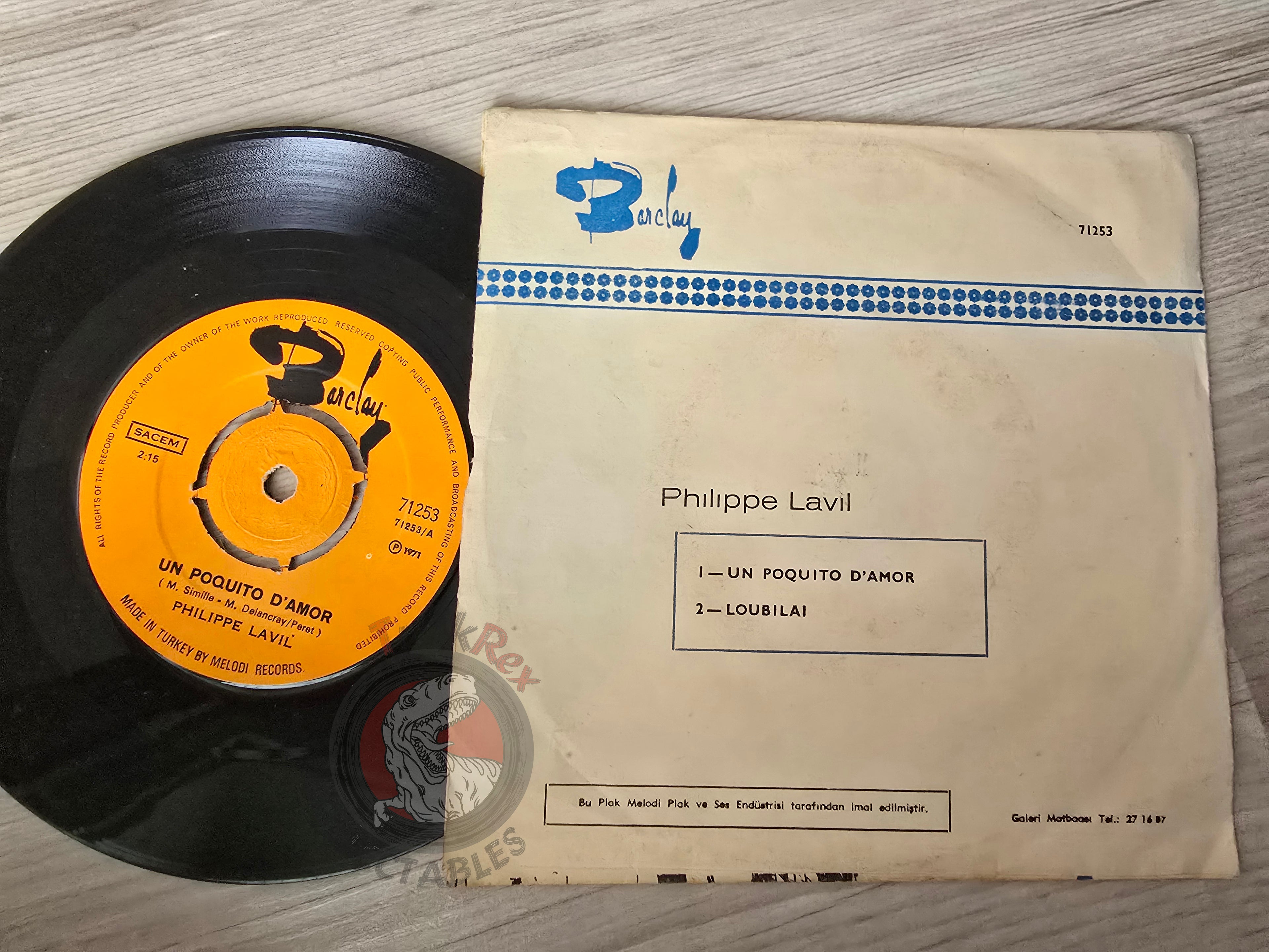 Philippe Lavil – Un Poquito D'amor 7" Turkish Pressing Vinyl Turkey Edition