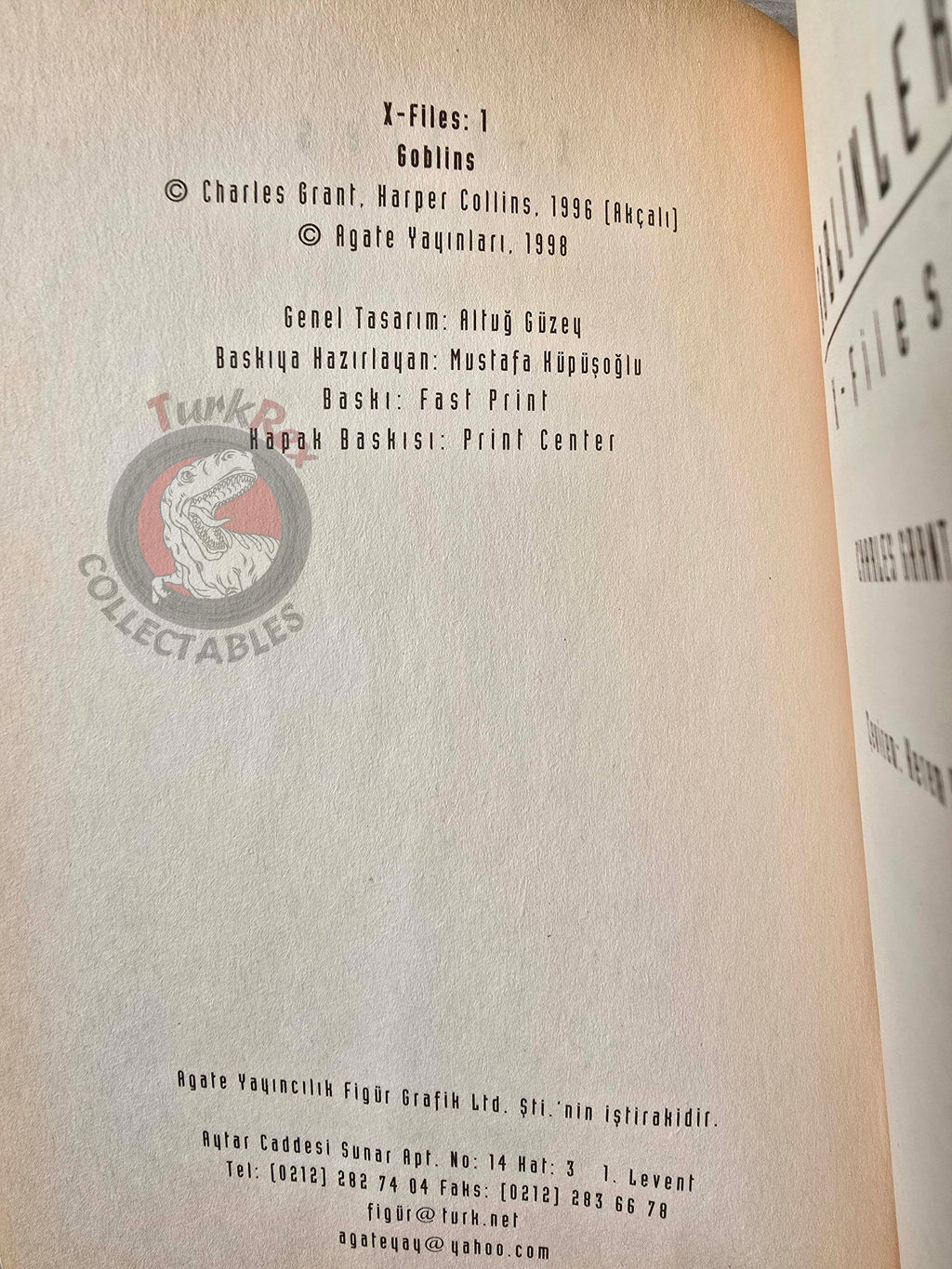 Charles Grant – The X-Files #1: Goblins 1998 1st Turkish Book Turkey