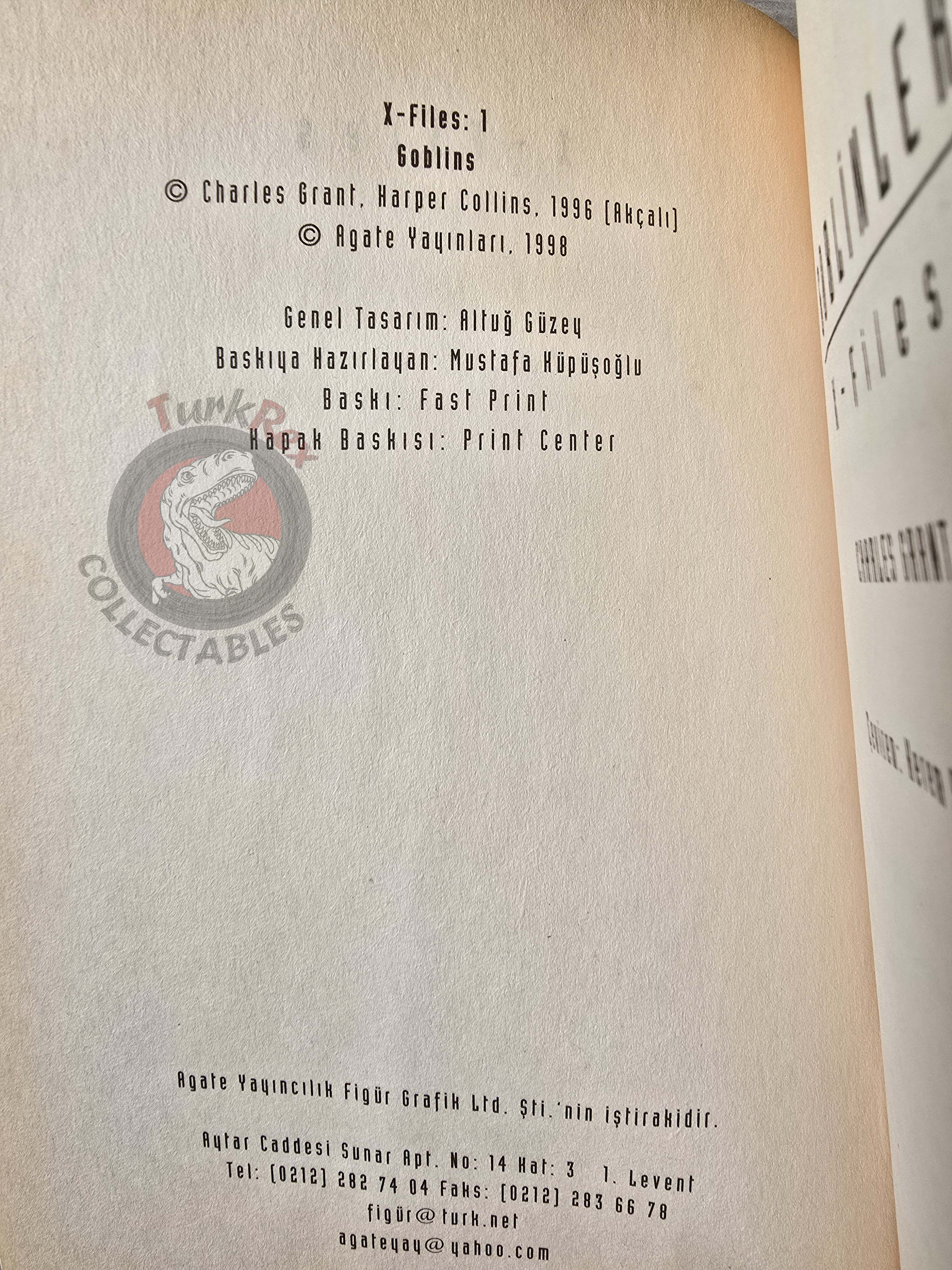Charles Grant – The X-Files #1: Goblins 1998 1st Turkish Book Turkey