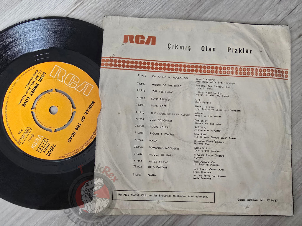 Middle Of The Road – Sacramento 7" Turkish Pressing Vinyl Turkey Edition Promo