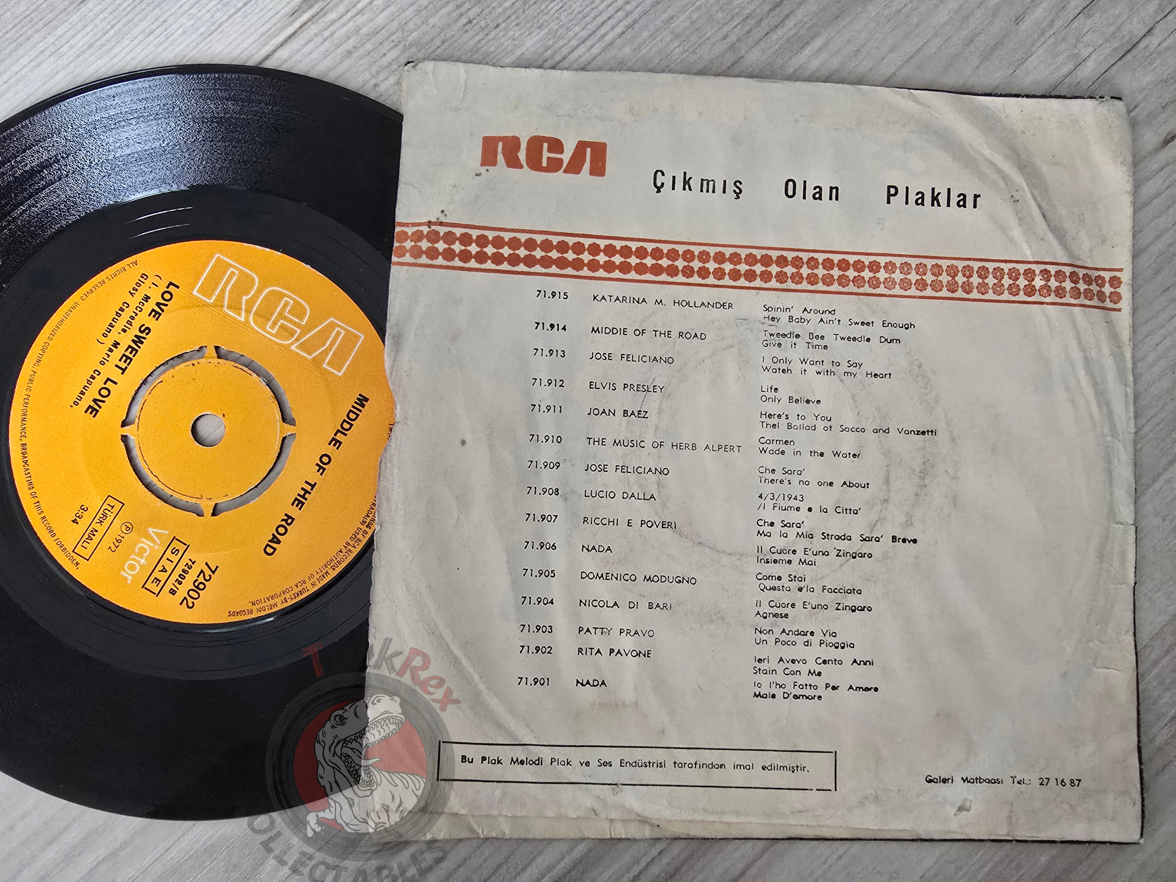 Middle Of The Road – Sacramento 7" Turkish Pressing Vinyl Turkey Edition Promo