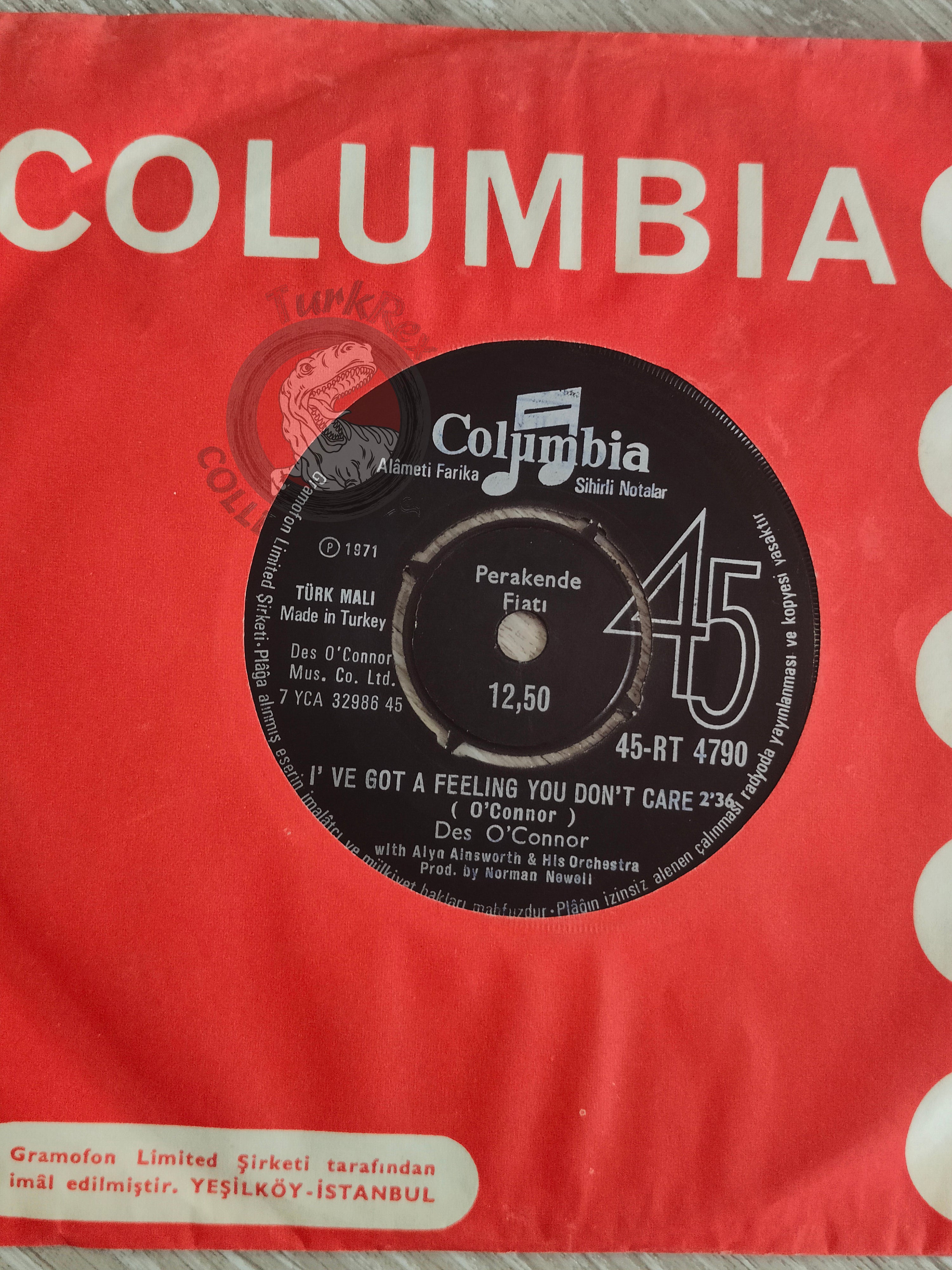 Des O'Connor – For The Good Times 7" Turkish Pressing Vinyl Turkey Edition