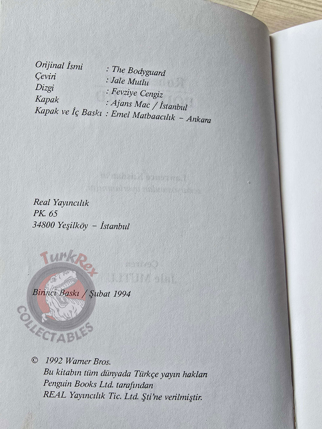 Robert Tine – Bodyguard 1994 1st Turkish Book Turkey