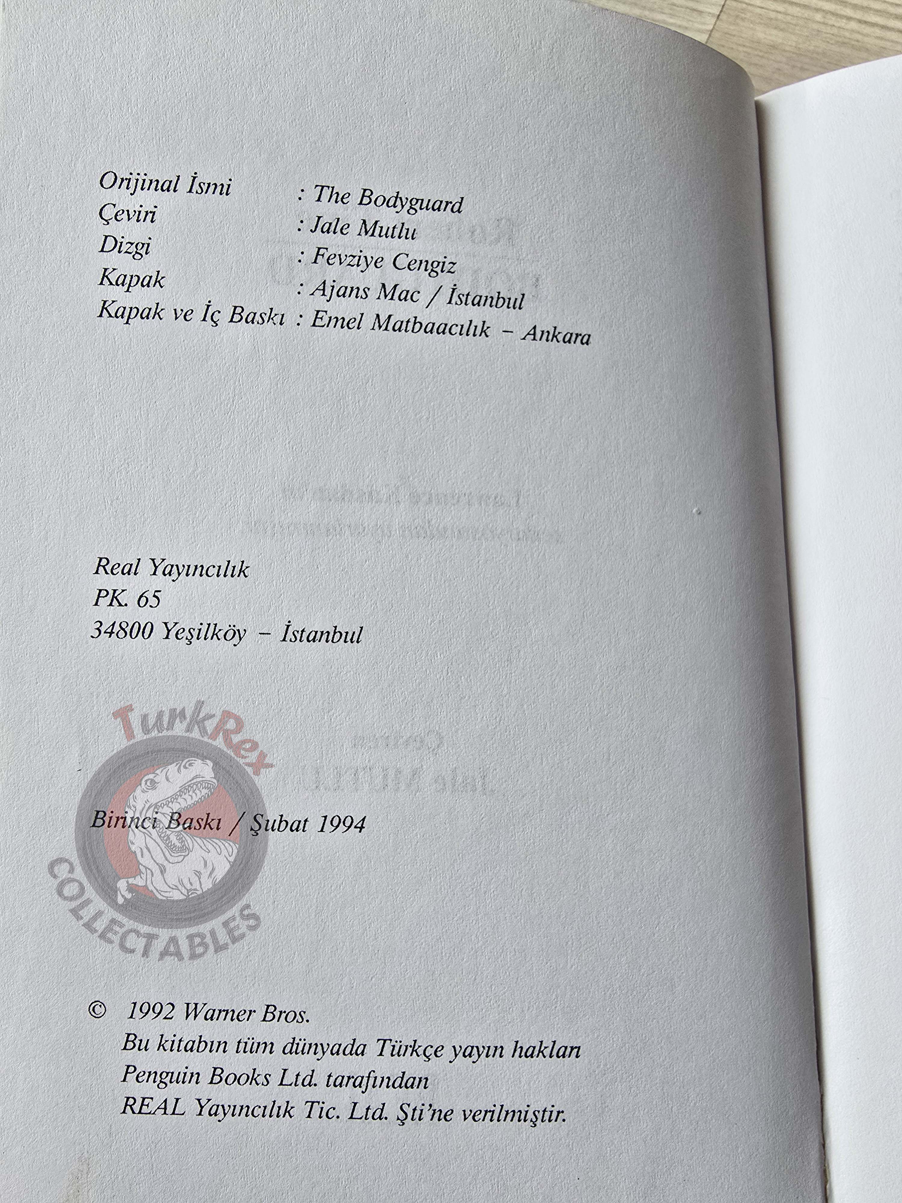 Robert Tine – Bodyguard 1994 1st Turkish Book Turkey